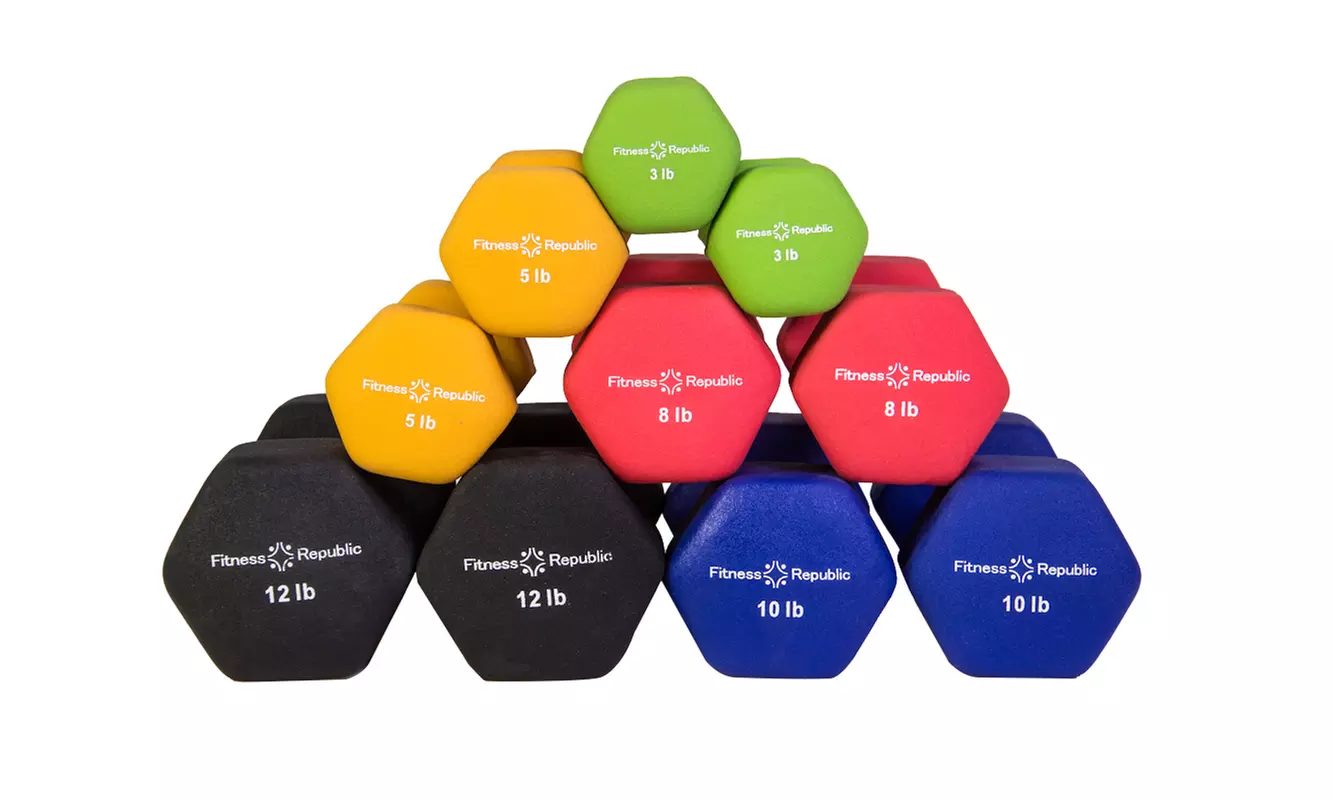 Fitness Republic Neoprene Coated Dumbbells Set (Hex Hand Weights) - Primary Image