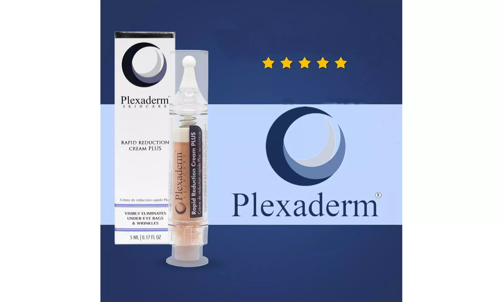 PLEXADERM Rapid Reduction Cream PLUS New & Sealed Under Eye Bags Wrinkles 5ml - Primary Image