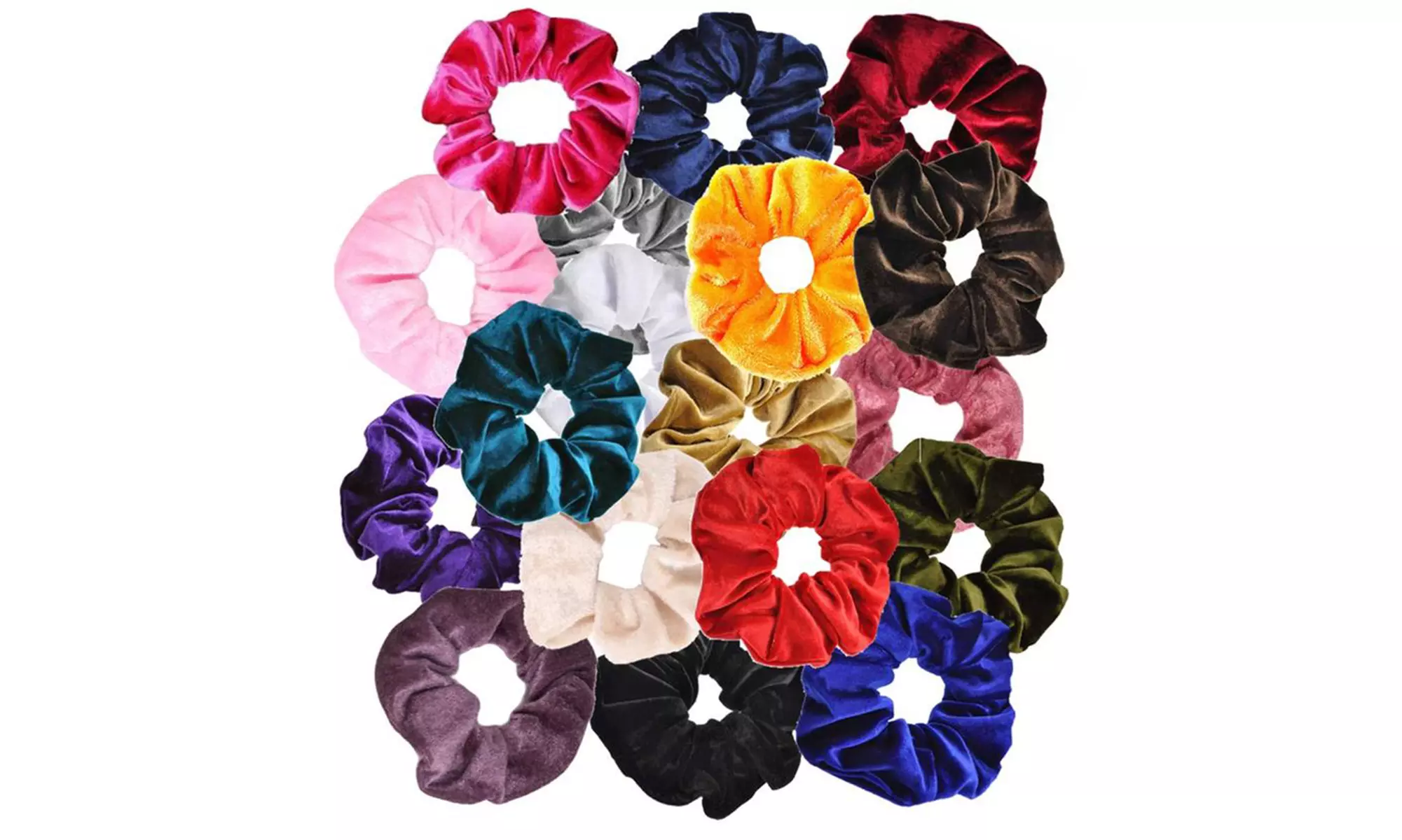 Brilliant Soft Velvet Elastic Hair Ties Scrunchies - 18 Pack