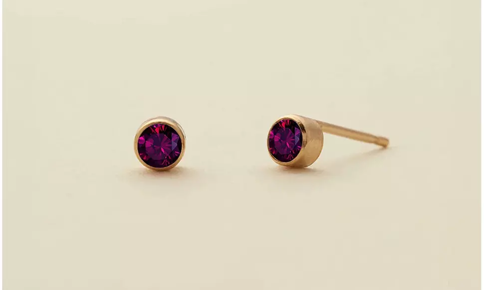 4mm Birthstone Stud Earrings in 14K Gold Plated Stainless Steel, 12 Colors