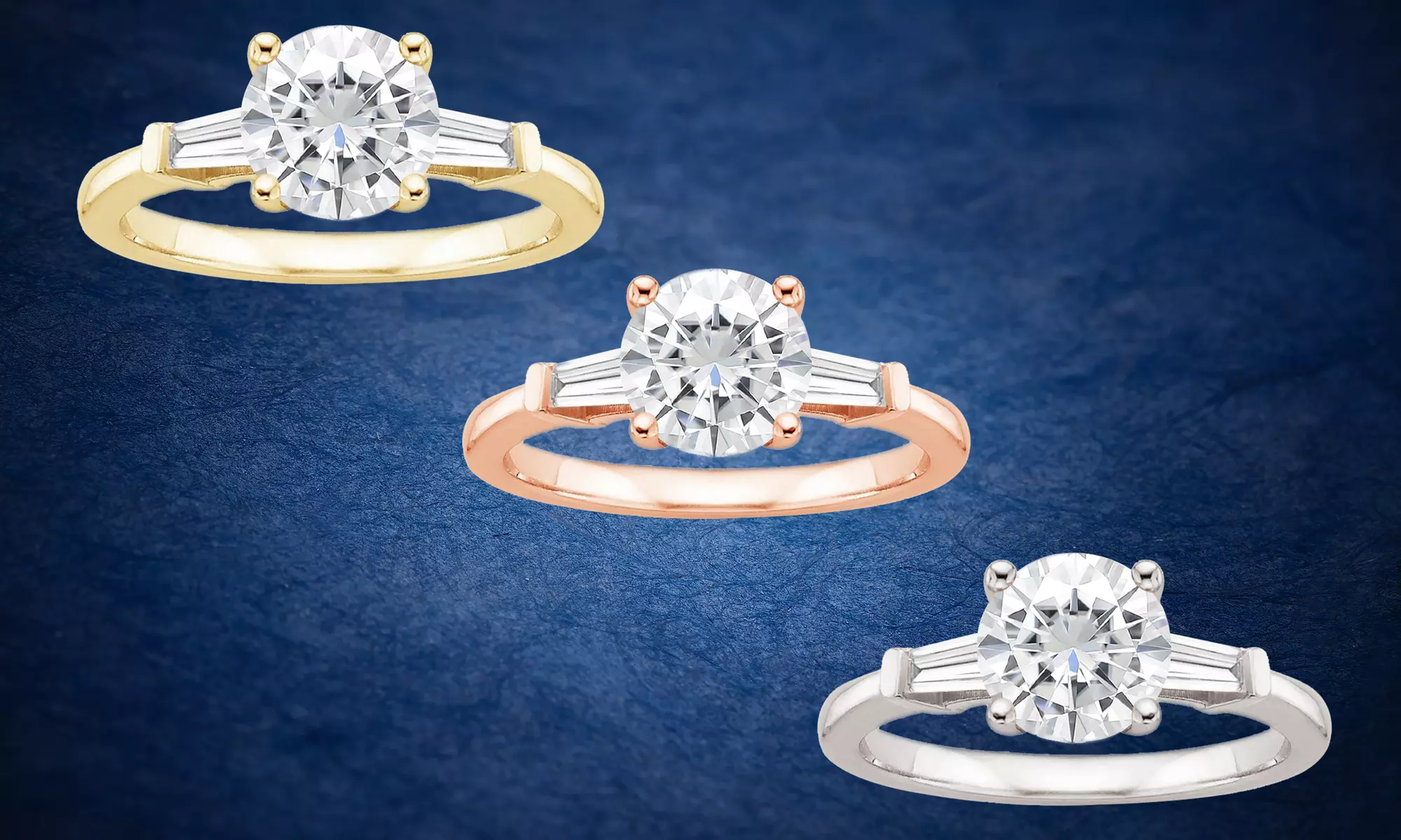 Unique Designs 3 Stone Ring Made with Cubic Zirconia & Crystals from Swarovski - Primary Image