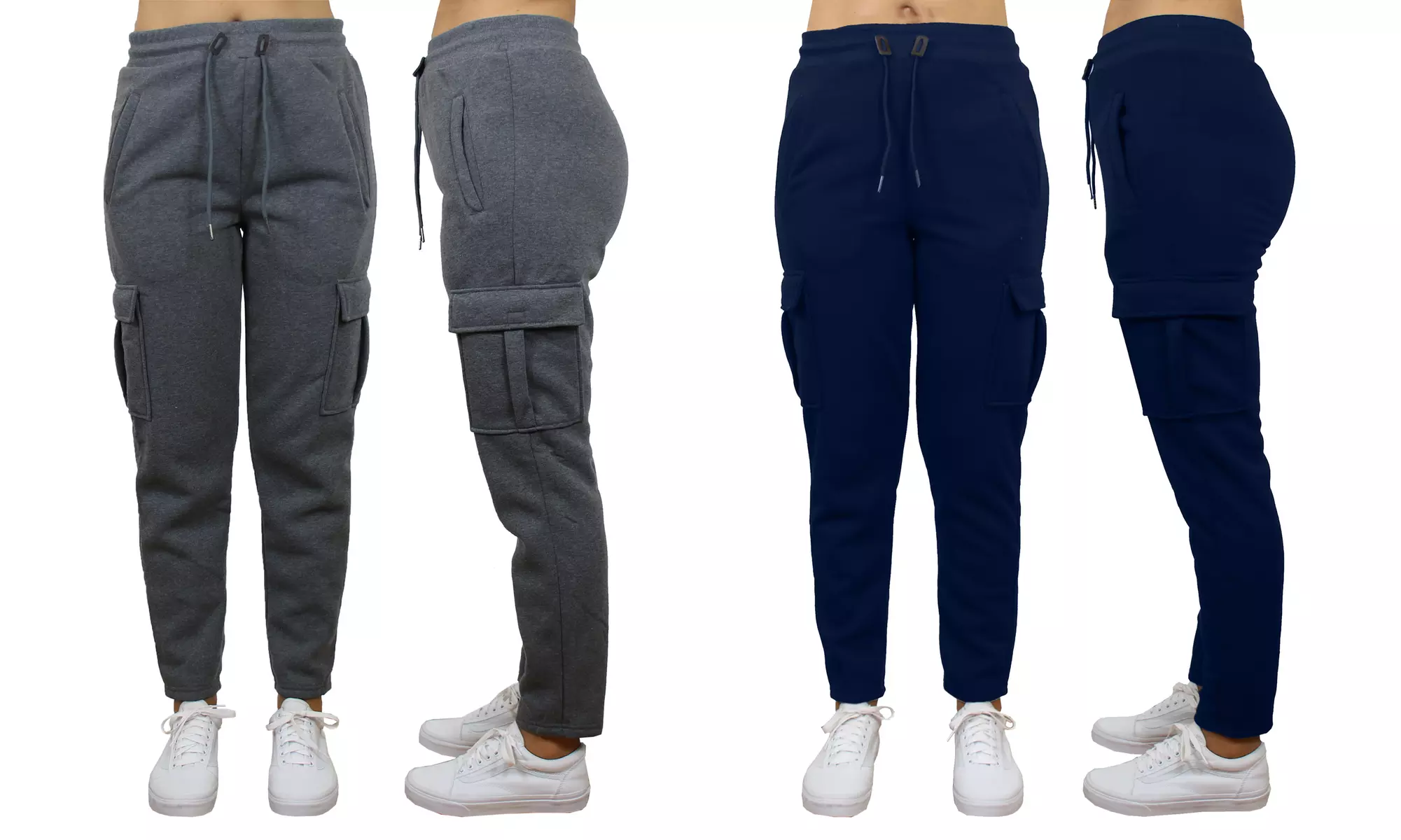 2-Pack Women's Loose Fitting Open Bottom Fleece Sweatpants (Sizes, S-2XL) 