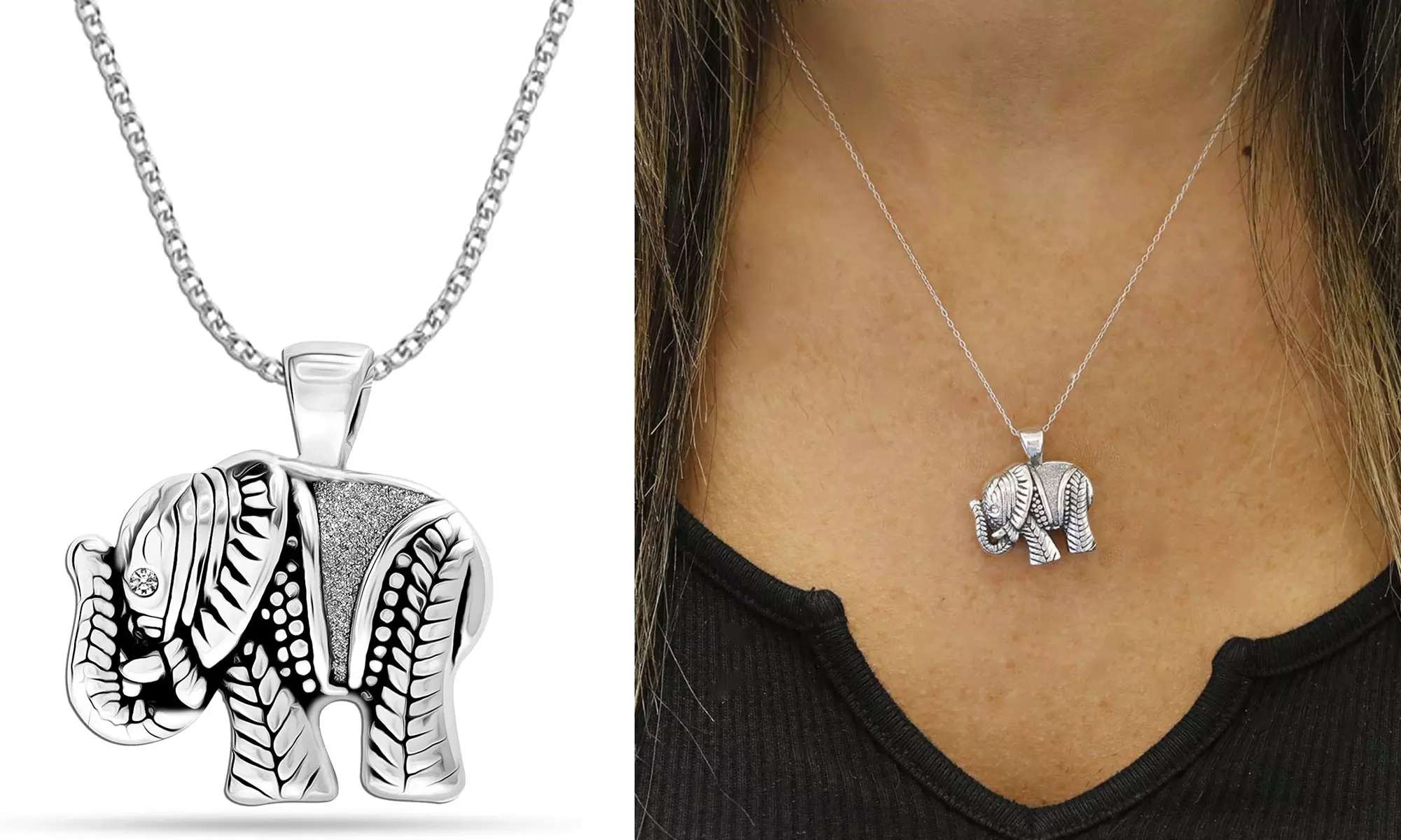 Italian Fine 925 Sterling Silver Artisan Elephant Necklace