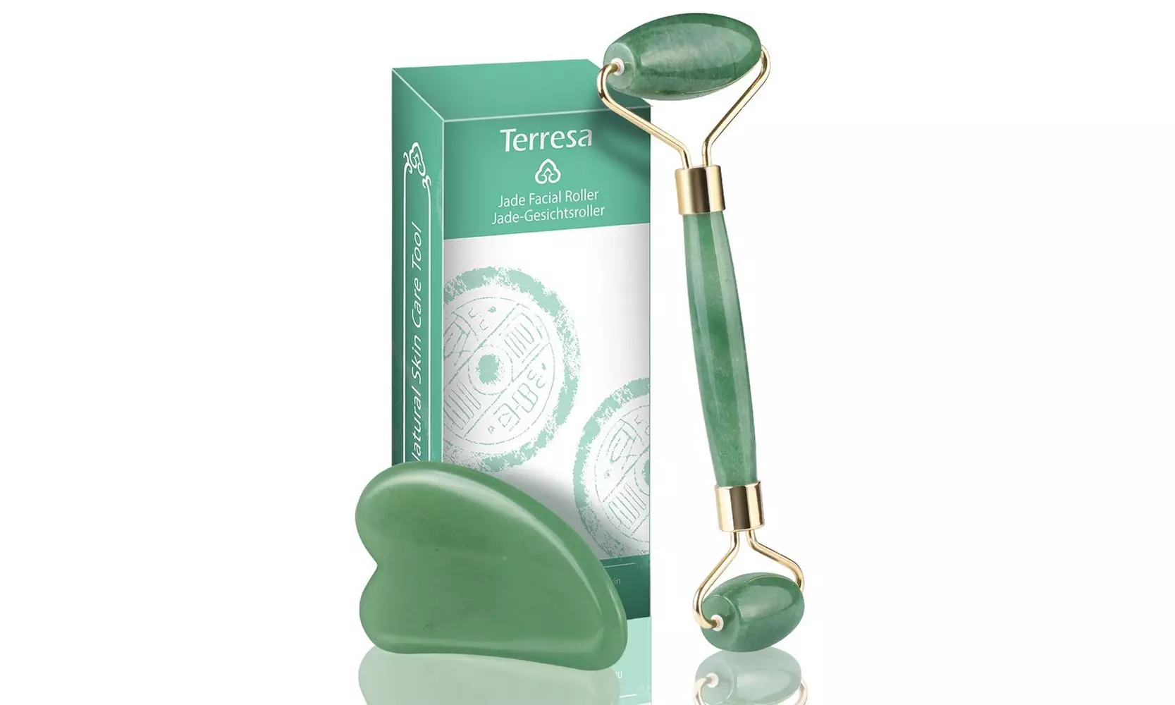 Jade Roller for Face, Terresa Facial Roller Massager with Gua Sha Scraping Tool - Primary Image