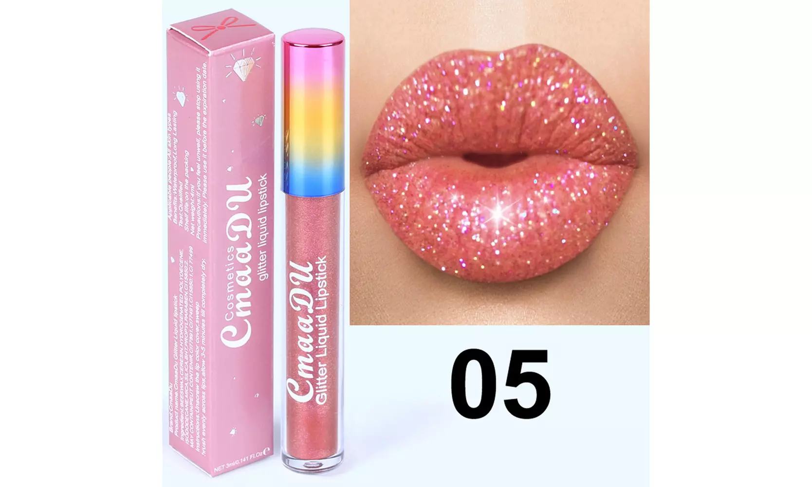 US 6-12 Pc Set 6 Color Glitter Liquid Lipstick Waterproof Long Lasting Lip Gloss