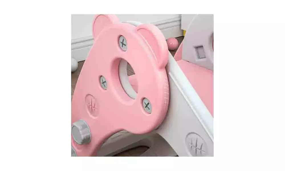Kid Slide for Toddler Bear pink Plastic Slide Outdoor Playground Climber Slide