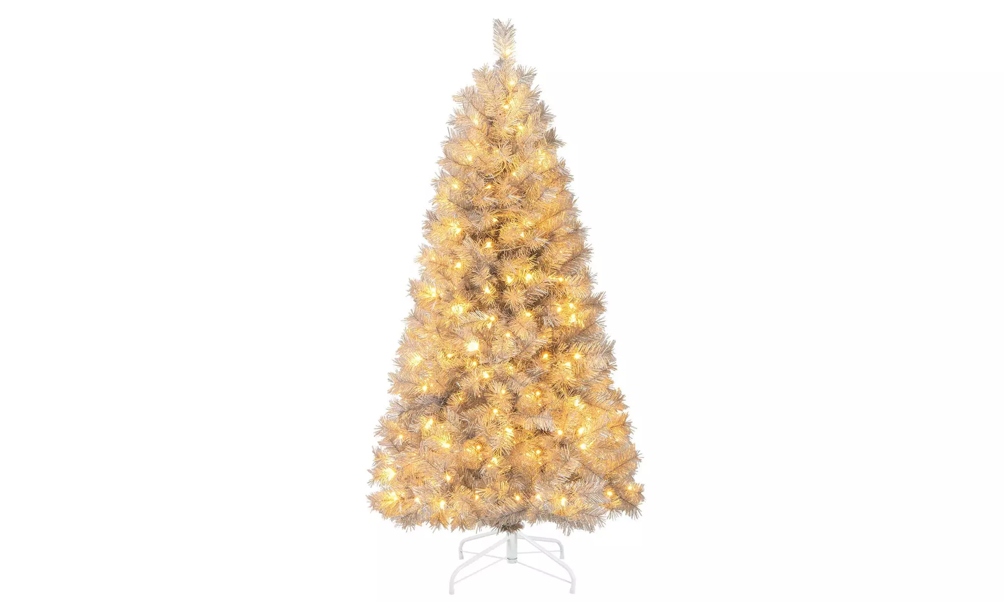 Costway 5/6/7 FT Christmas Tree Artificial Xmas Tree with Branch Tips LED Lights