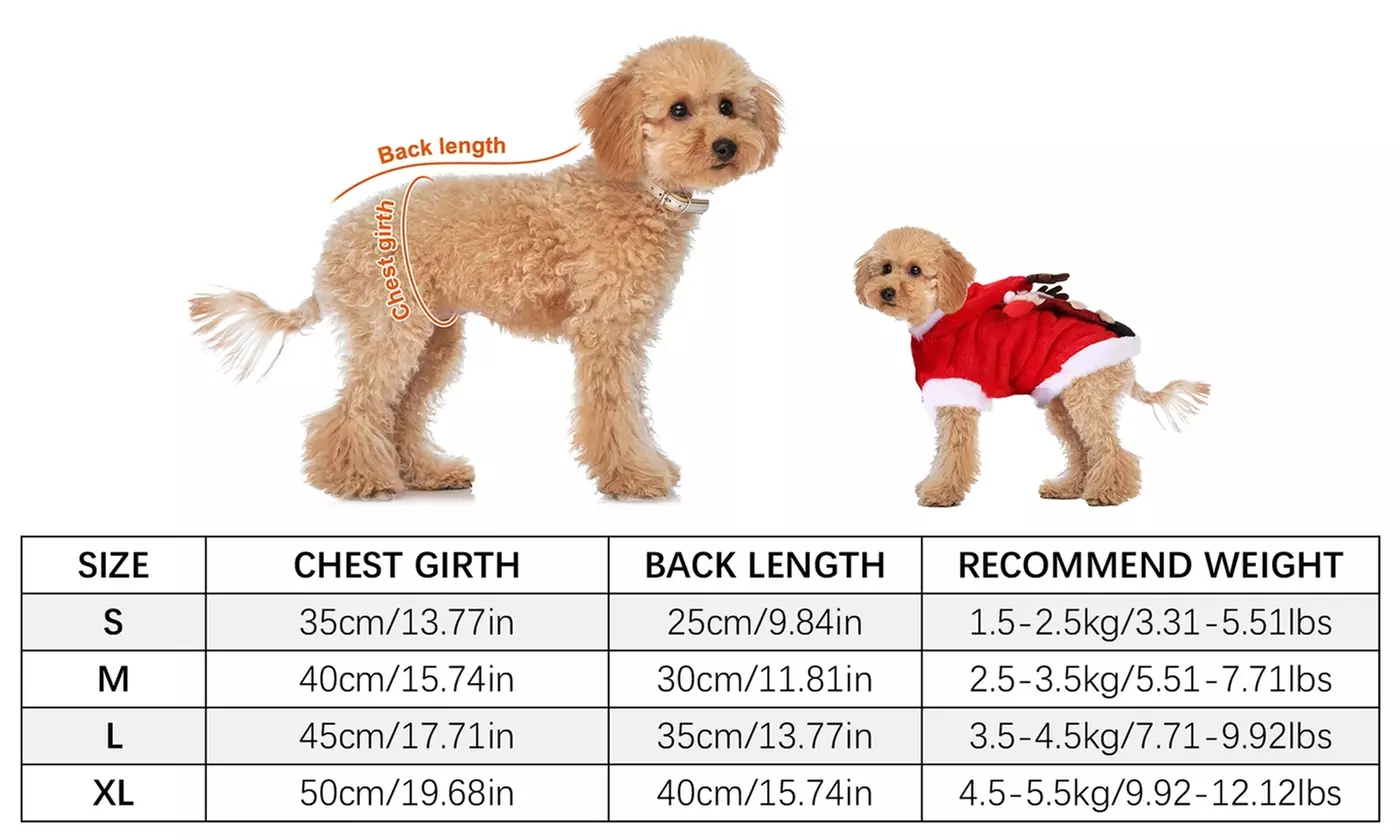 Pet Christmas Costume with Santa Claus and Reindeer Antlers for Dogs and Cats