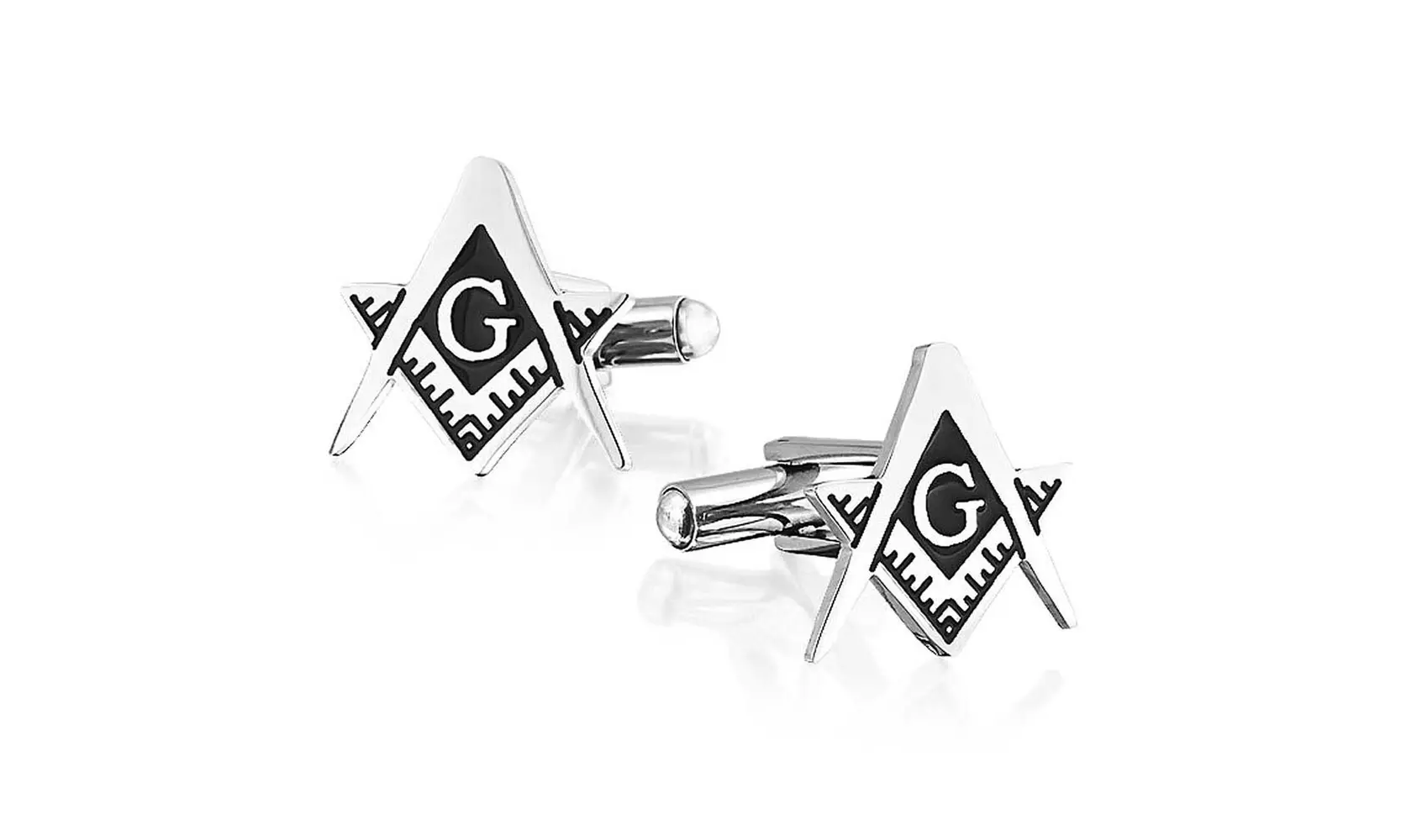 Bling Jewelry Mens Black Stainless Steel Cufflinks Freemason Jewelry - Primary Image