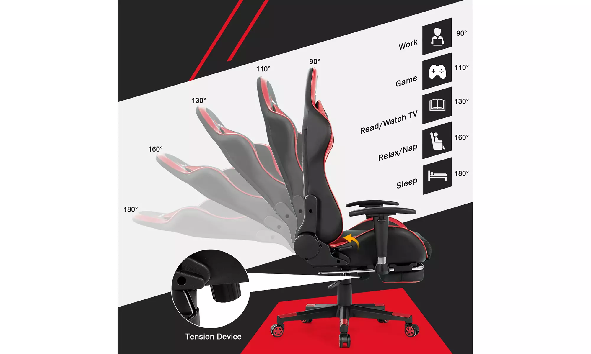 Goplus Massage Gaming Chair Reclining Swivel Racing Office Chair with Footrest
