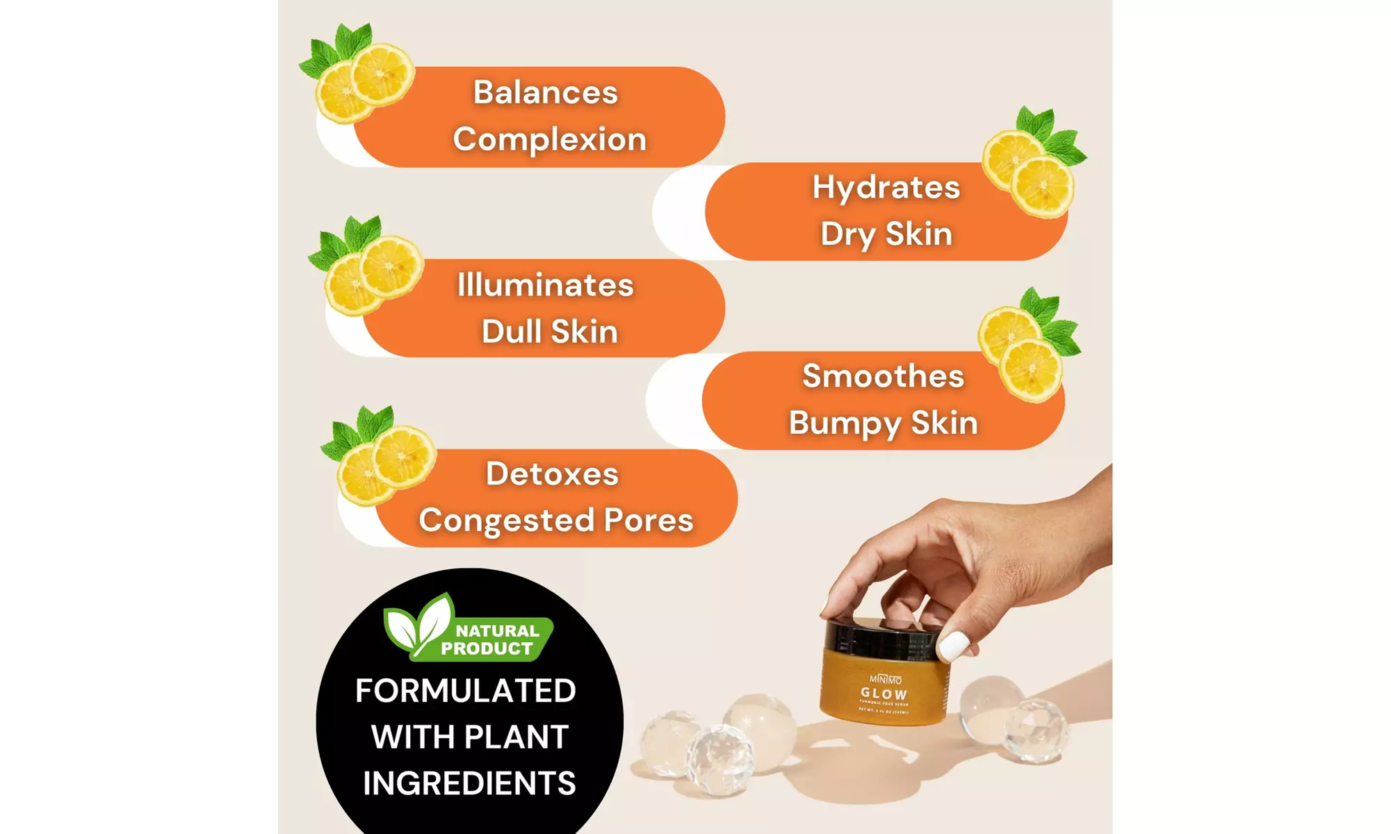 Minimo Glow Turmeric Face Scrub In  Lemon Cake 5oz/147mL - Second Medium