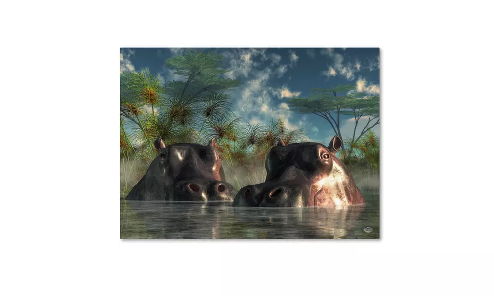Daniel Eskridge 'Hippos Coming To Get You' Canvas Art - Primary Image