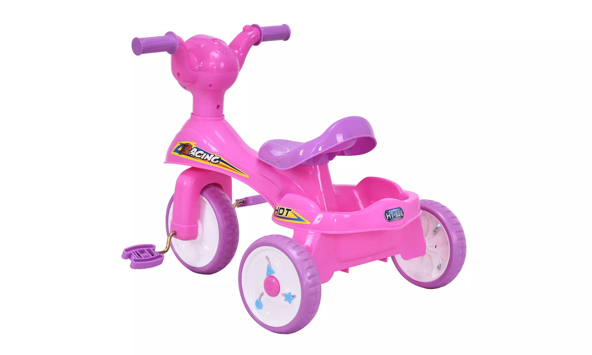 Toddlers Glide Tricycle Trike Bike Kids Ride On Toy w/ Music Pink - Second Medium