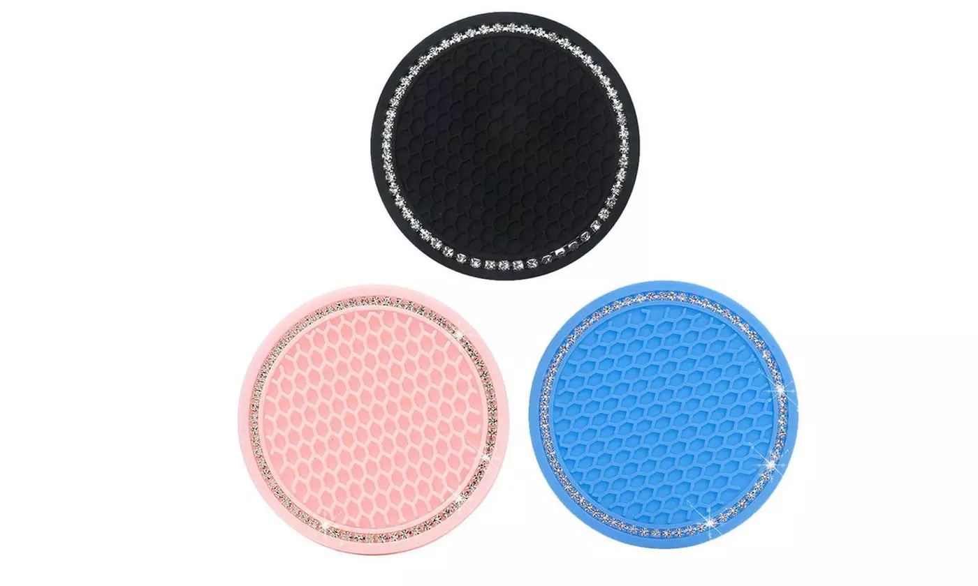 2Pcs Bling Coasters Car Cup Holder Insert Universal Mug Anti Slip 