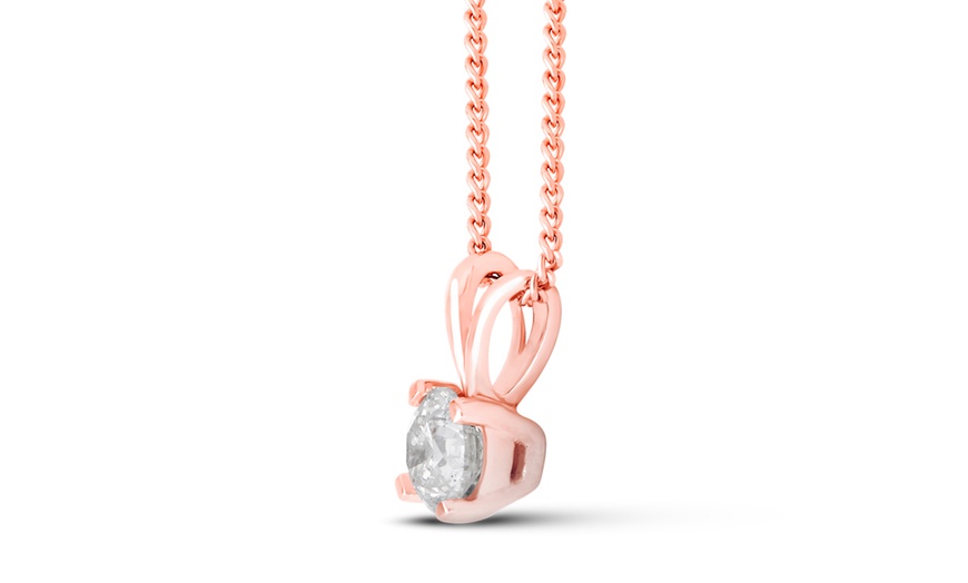 Image 4: 1/4ct - 1ct TDW Round Diamond Solitaire Pendant in 10k Rose Gold by De Couer