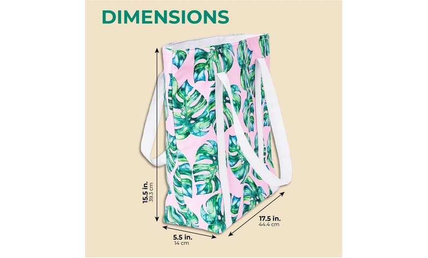 Image 2: Tote Bag with Insulated Cooler for Food, Picnic, 17.5 x 15.5 x 5.5 Inches