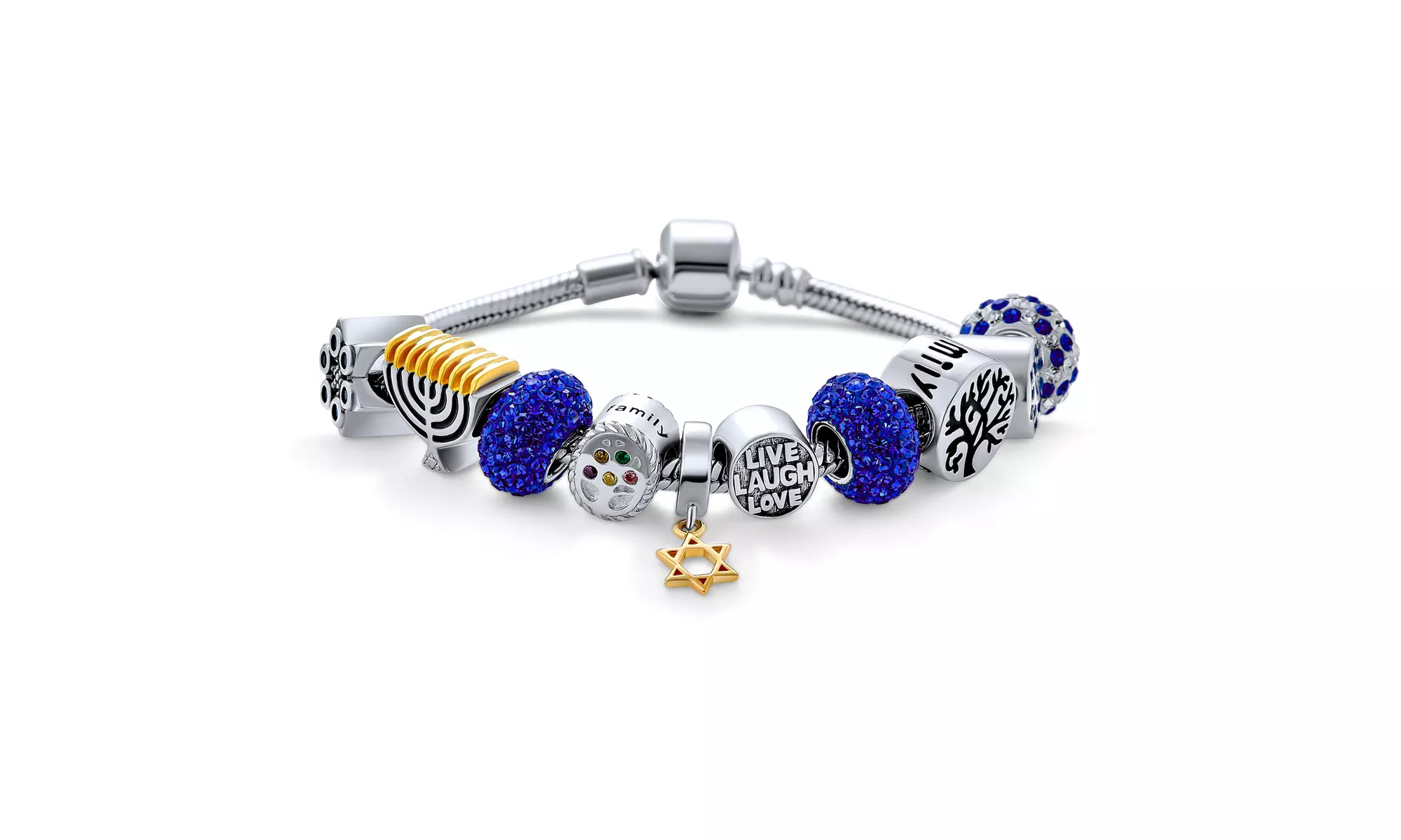 Fine European Multi Hanukkah Charms Bead Bracelet - Primary Image