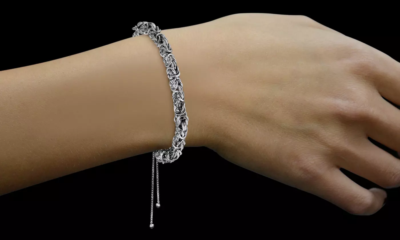 Fine Silver Plated Classic Byzantine Adjustable Bracelet By Paolo Fortelini - Primary Image