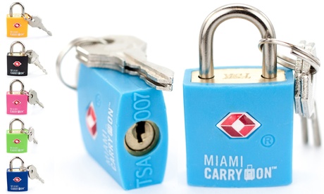 Miami CarryOn TSA Approved Padlock Pair - Keyed Luggage Lock - Keyed Different Black