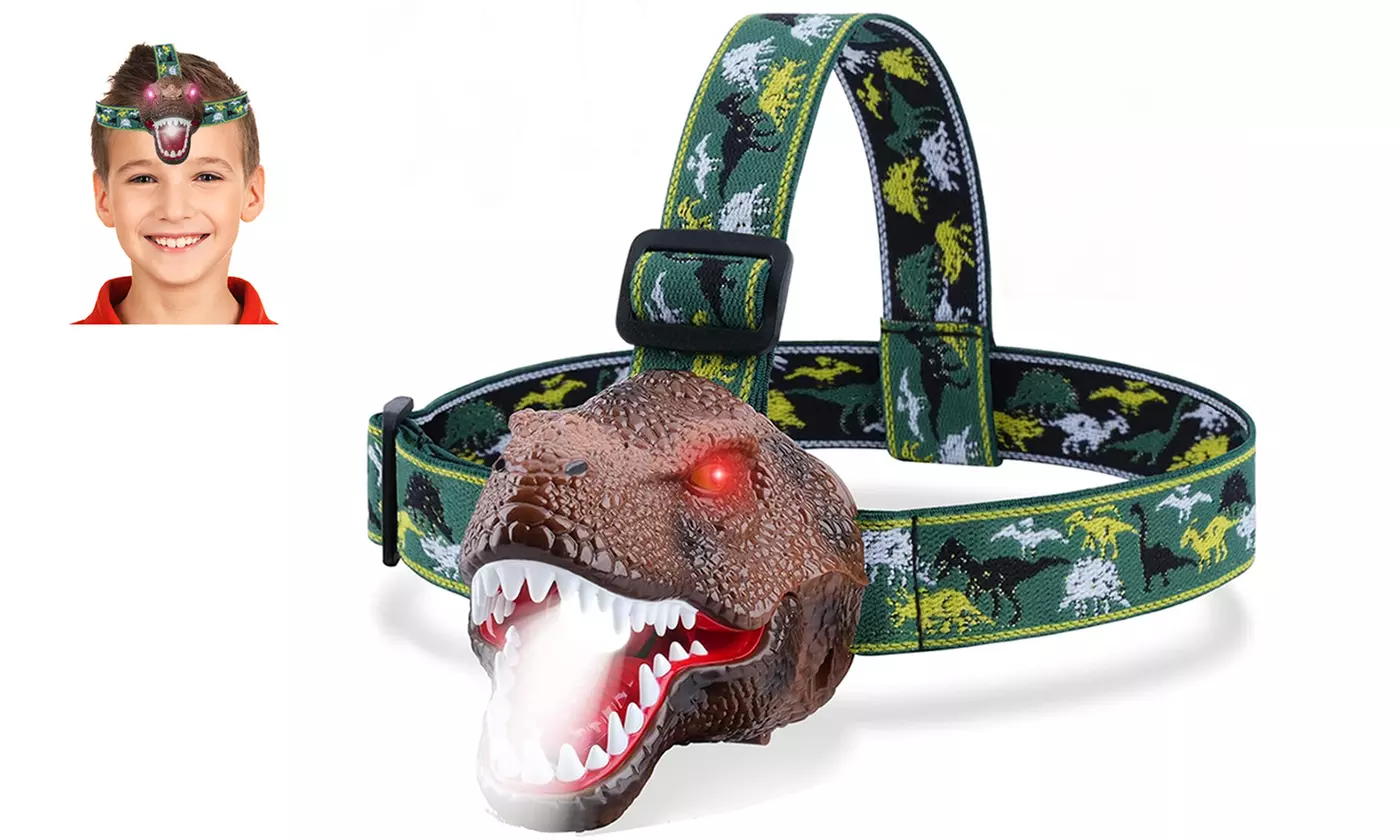 iMounTEK Roaring T-Rex Dinosaur LED Headlamp with Adjustable Headband
