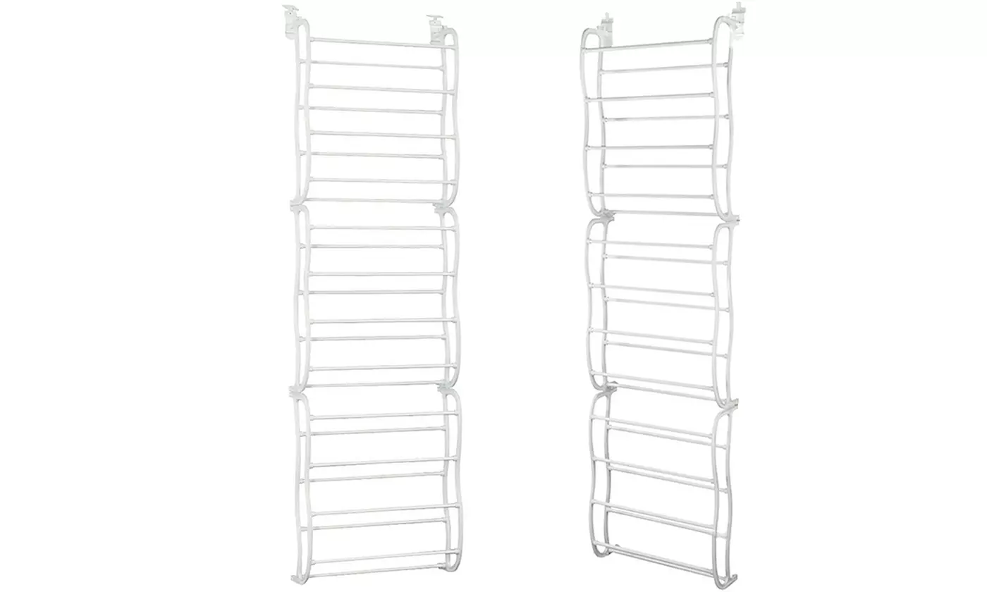 iMounTEK 12-Tier 36 Pair Over-The-Door Wall Hanging Shoe Rack Organizer