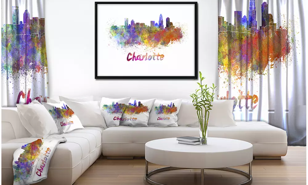 Charlotte Skyline - Cityscape Framed Canvas Artwork Print - Primary Image