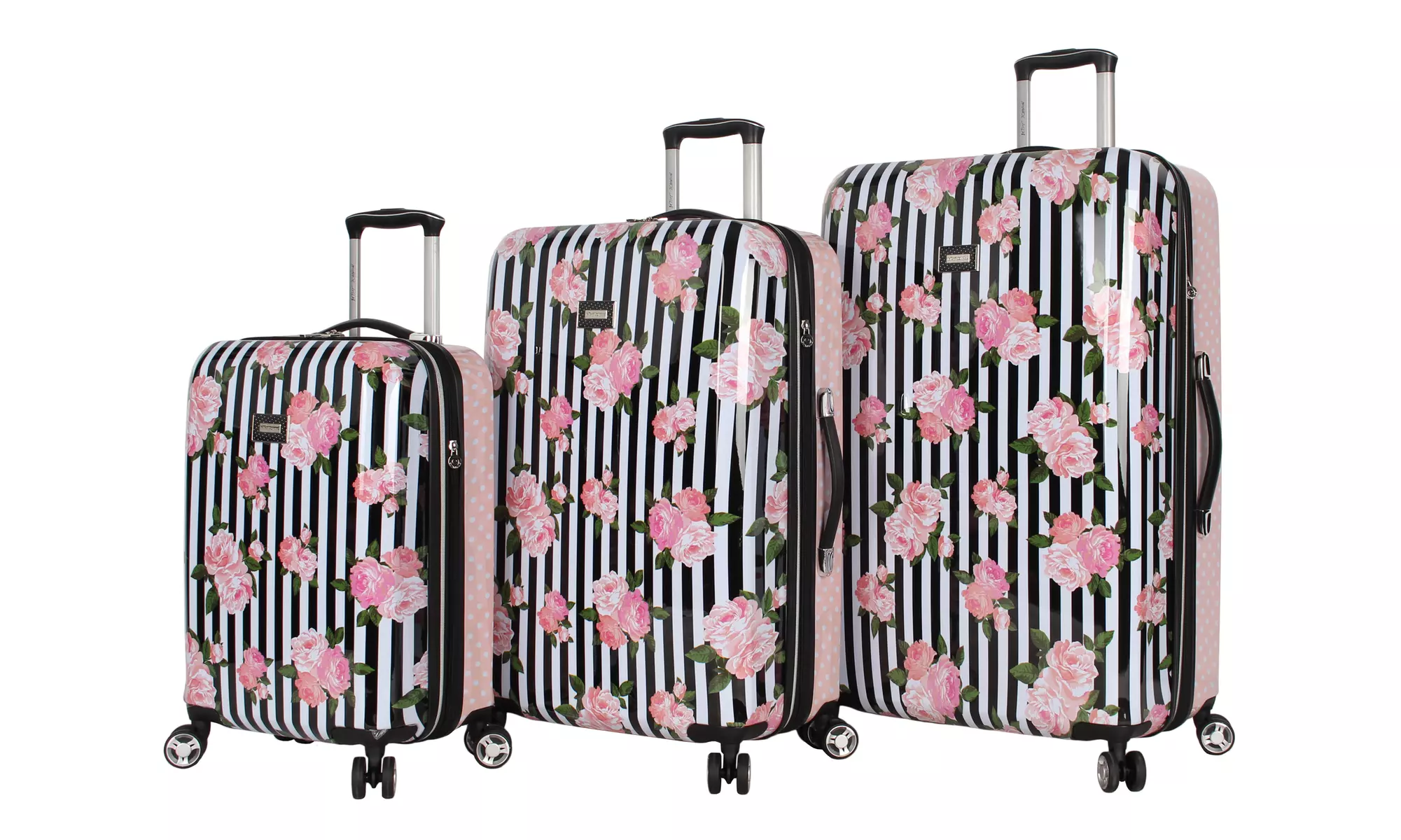 Betsey Johnson Stripe Roses Hardside Spinner Luggage set - Primary Image