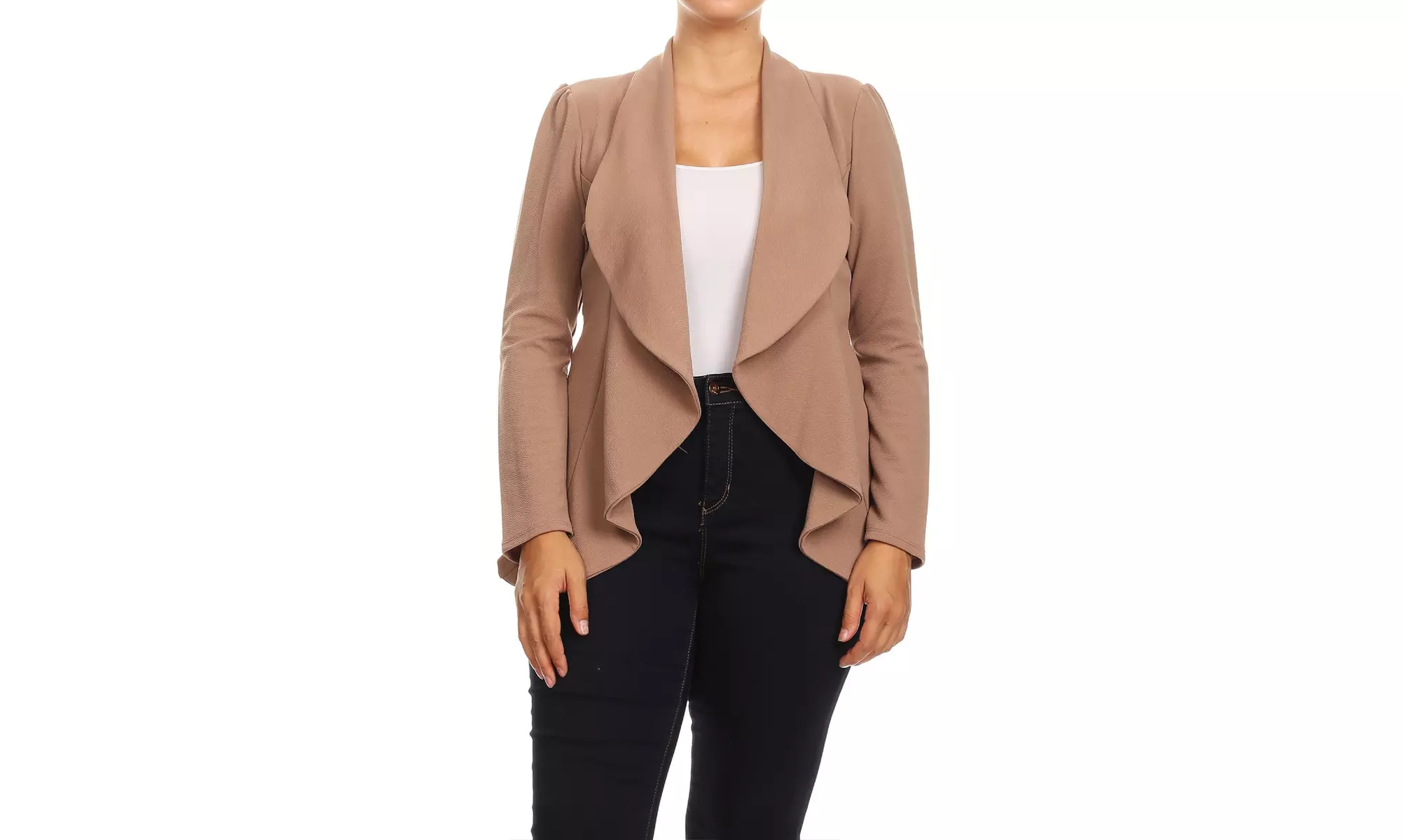Women's Solid Plus Size Long Sleeves Blazer Jacket