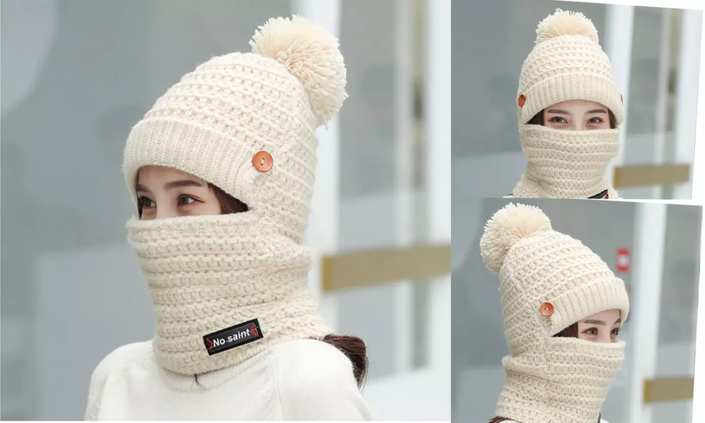 Womens Winter Hat Warm Thick Cap Scarf Knit Ski Beanies