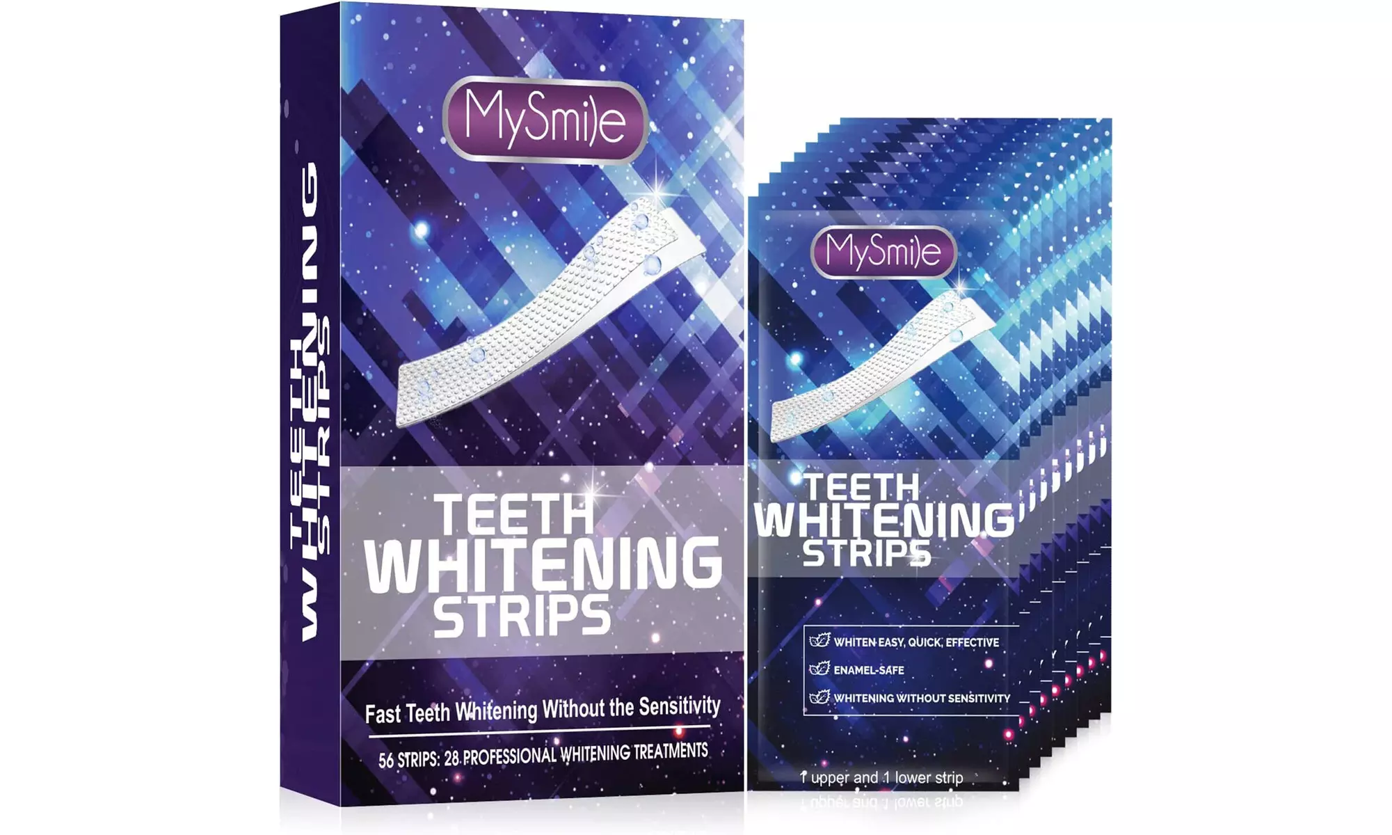 MySmile 56PC Teeth Whitening Strips, Whitening Strips for Sensitive Teeth