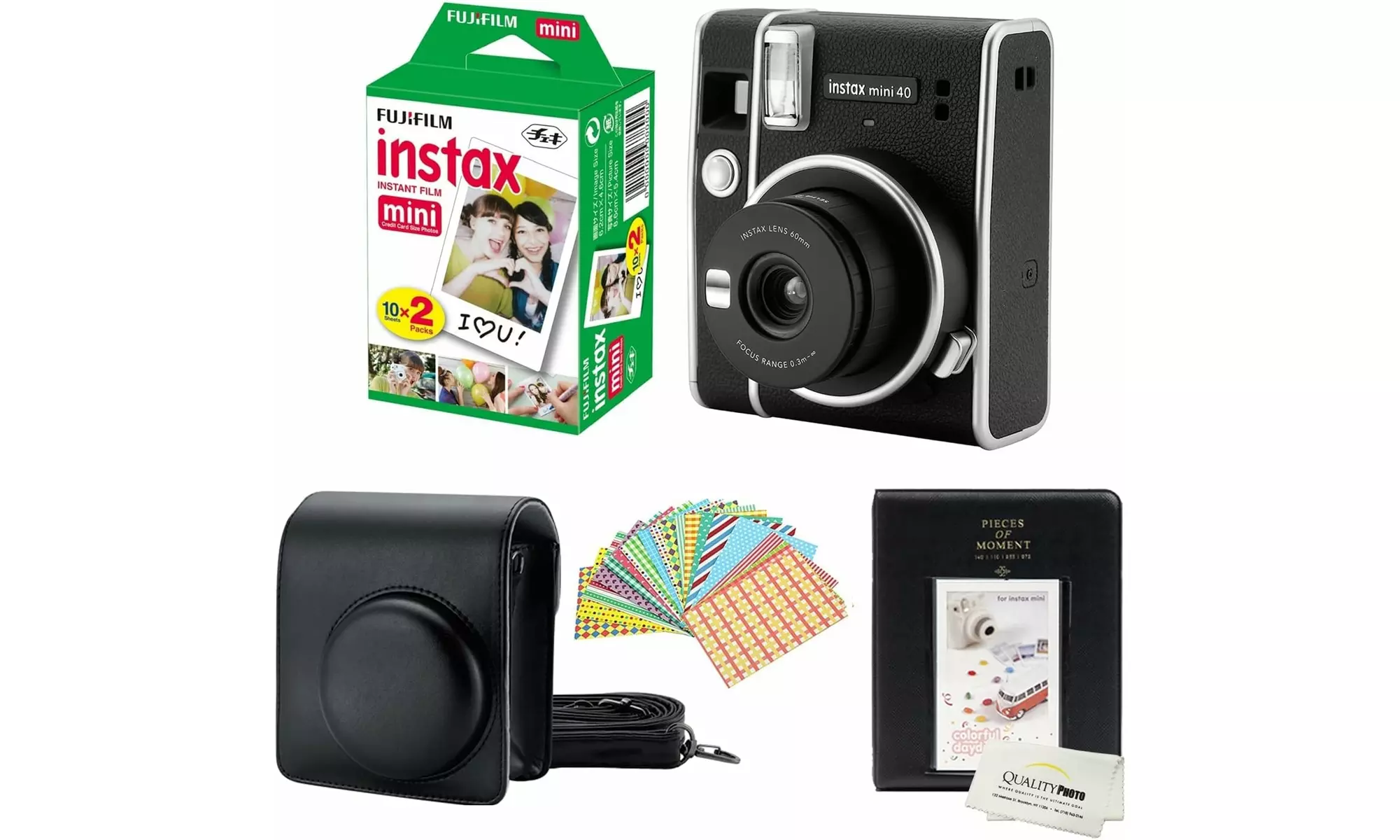 Fujifilm Instax Mini 40 Instant Camera With Film Album Stickers Microfiber Cloth - Primary Image