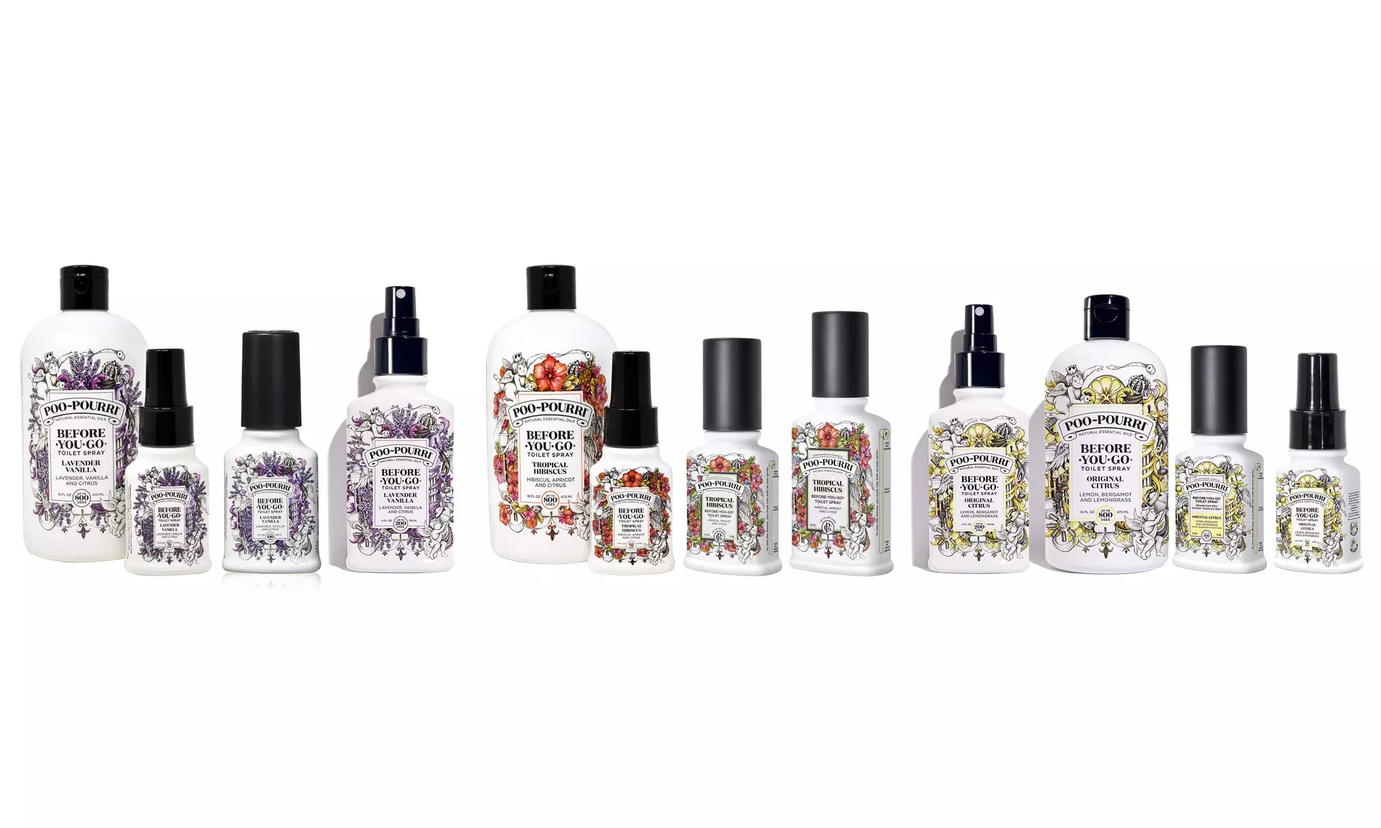 Poo-Pourri Before-You-Go Toilet Spray Variety (1.4 Oz, 2 Oz, 4 Oz, & 16 Oz) - Primary Image