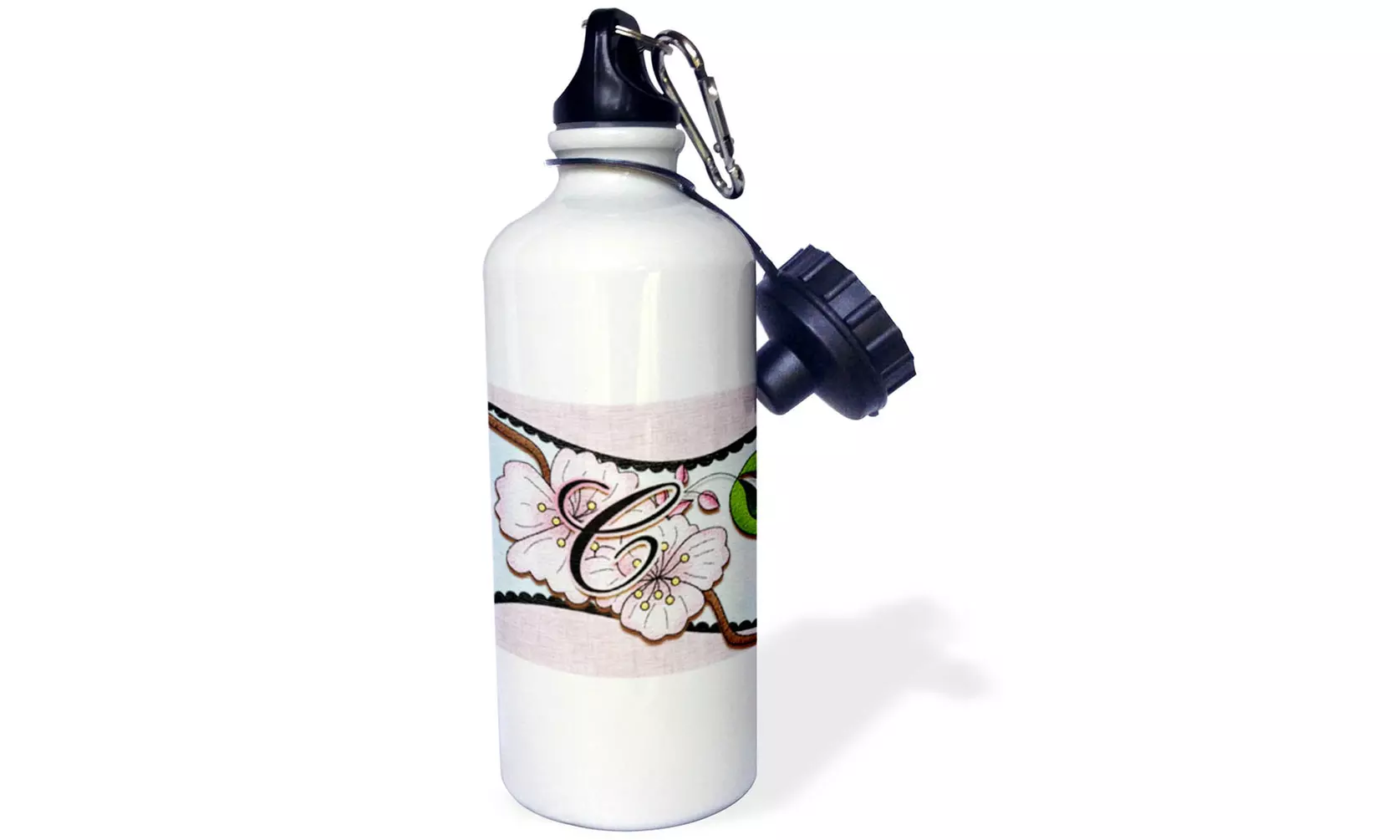 Water Bottle Cherry Blossom Flower Monogram Initial C  - Primary Image