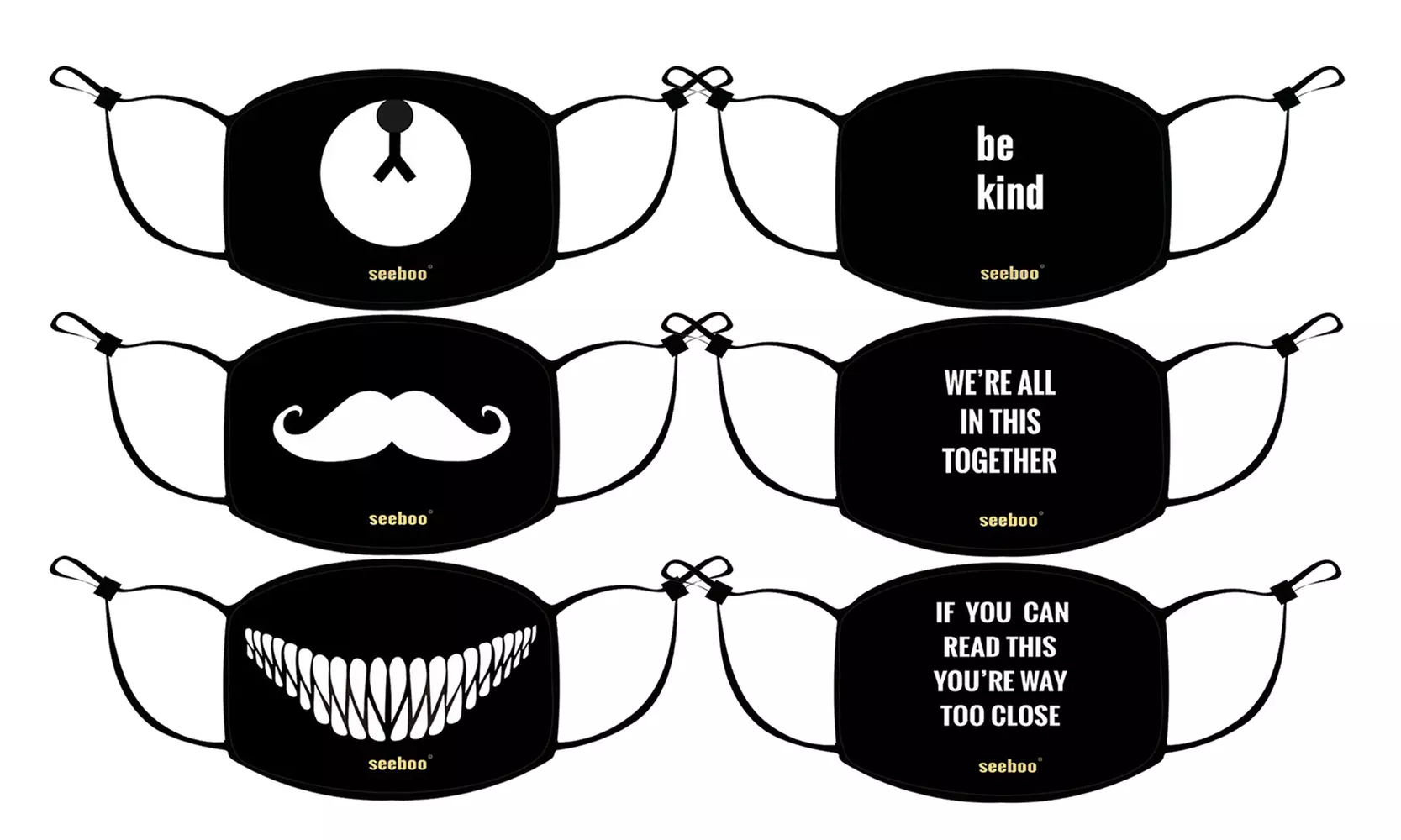 Dual-Layer Re-usable Protective Face Masks With Adjustable Earloops (6-Pack) - Second Medium