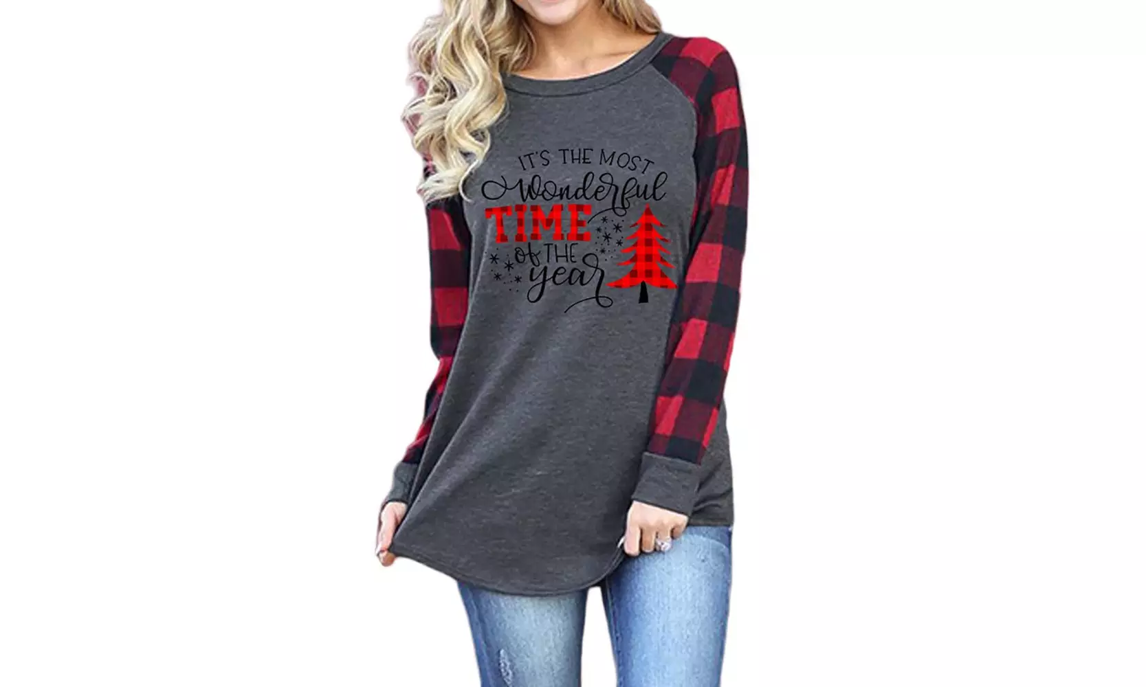 Women's Cute Christmas Plaid Tunic also in Plus Size