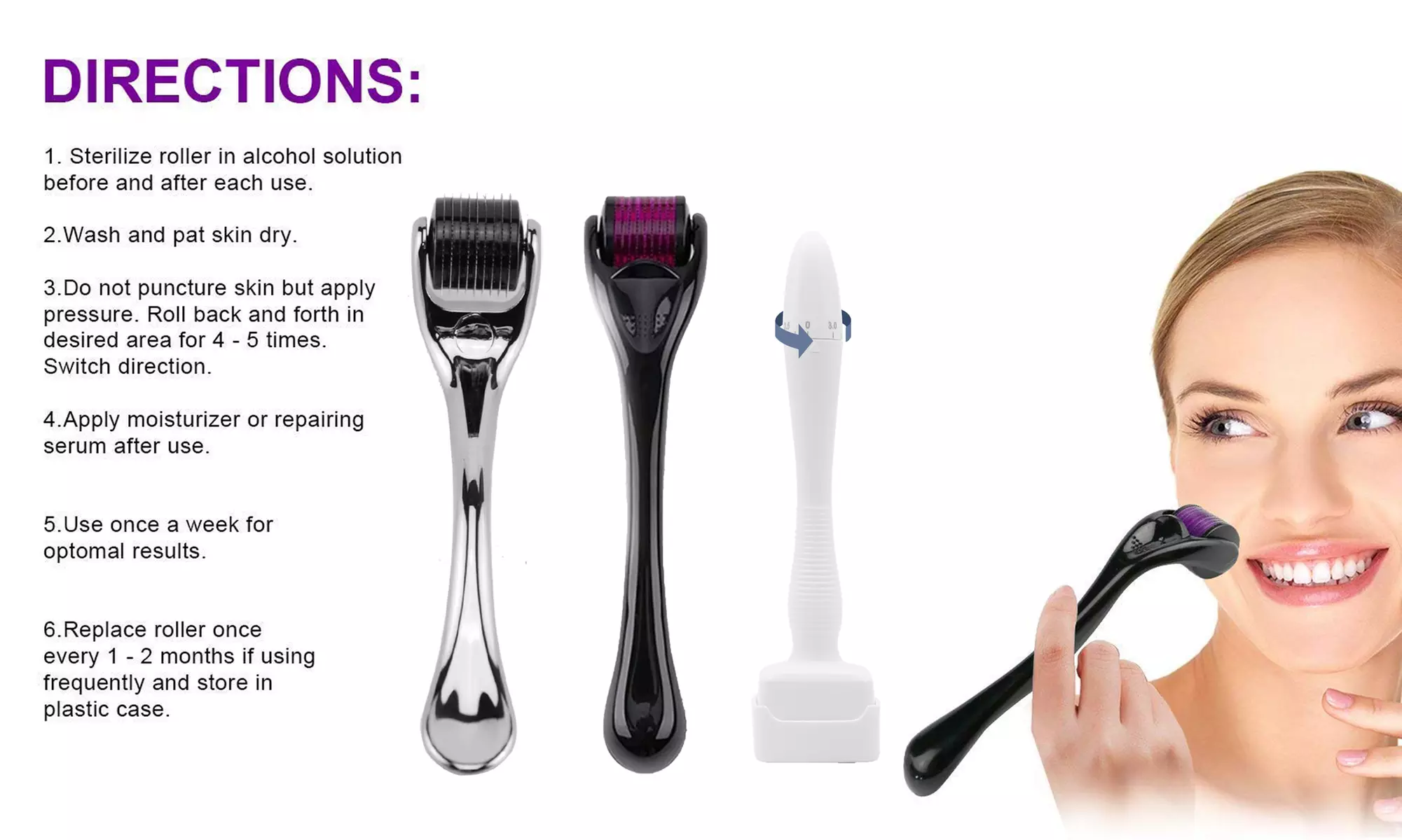 Derma Roller Adjustable Microneedling Derma Stamp for Face Body Hair Growth