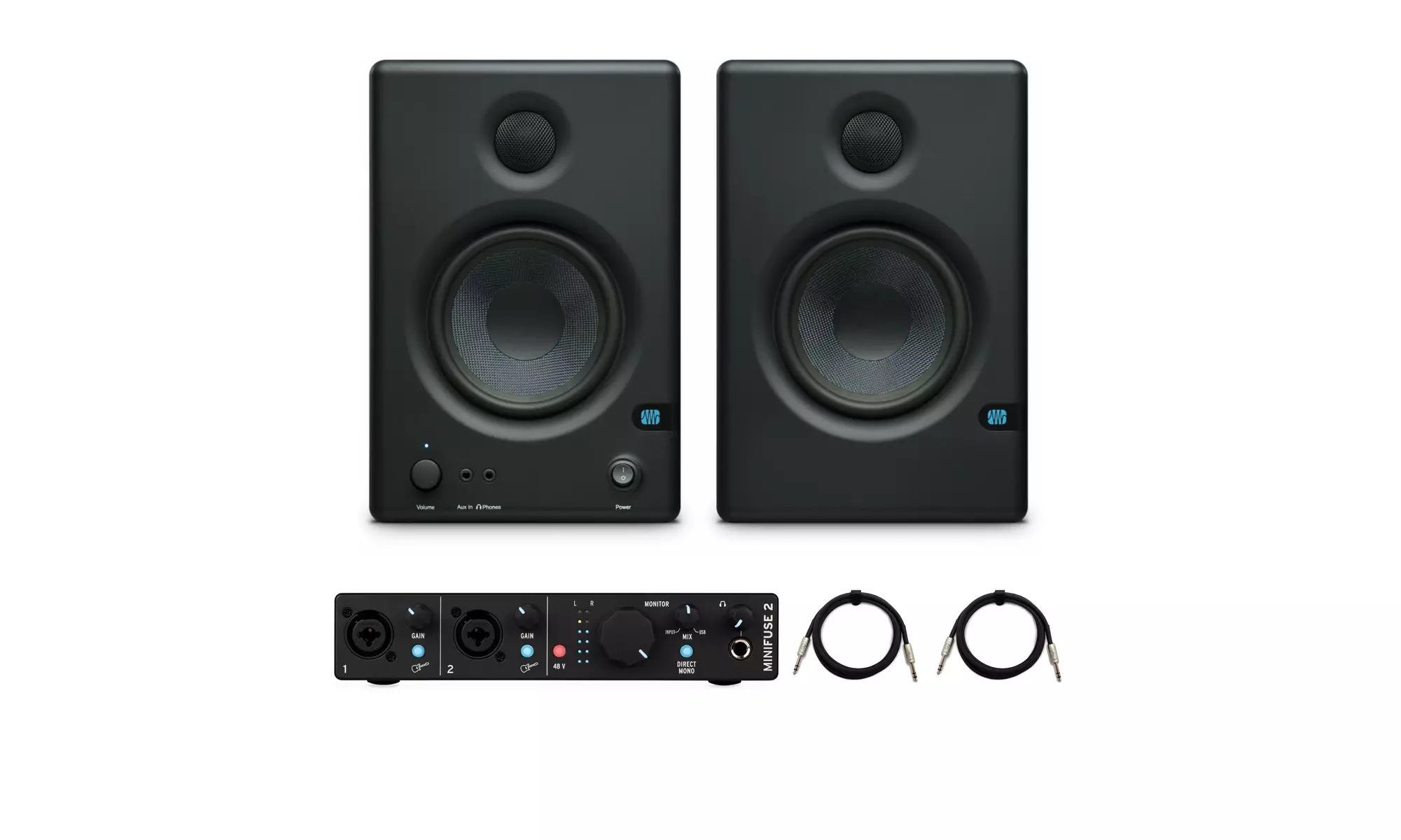 PreSonus 4.5-Inch 2-Way Active Studio Monitors with Audio Interface and Cables - Second Medium