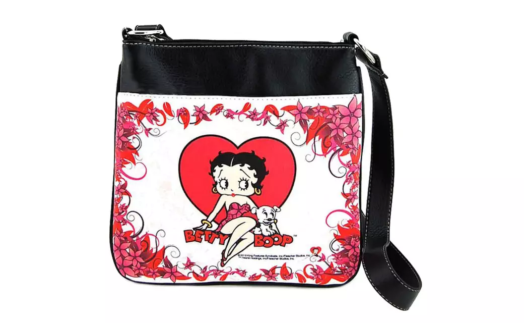 Betty Boop Cross Body Bag Red Heart with Flowers - Primary Image