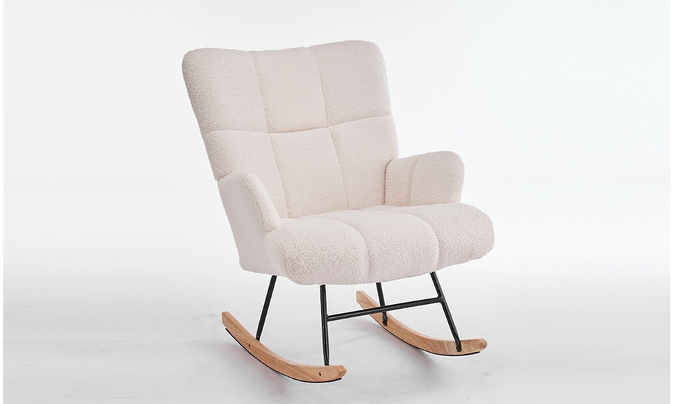 Ferpit Upholstered Teddy Velvet Accent Chair and Rocking Chair