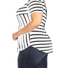 Image 41: Plus Size  Round Scoop Neck Striped Tunic Top T-Shirt Short Sleeve