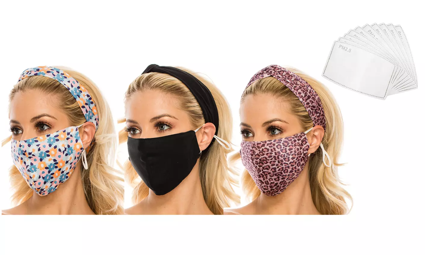 Fashion Fabric Reusable Mask with Matching Headband and 10 Free Filters - Primary Image