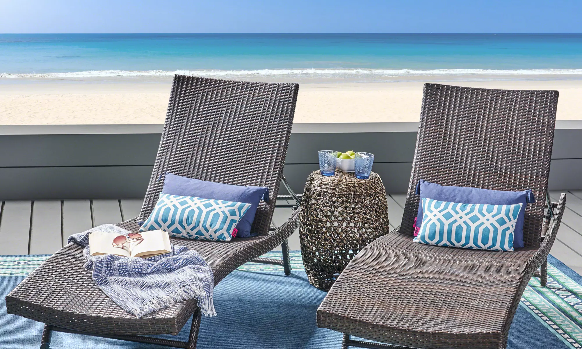 Eliana Outdoor PE Wicker Chaise Lounge Chair Set (2-Pack) - Primary Image