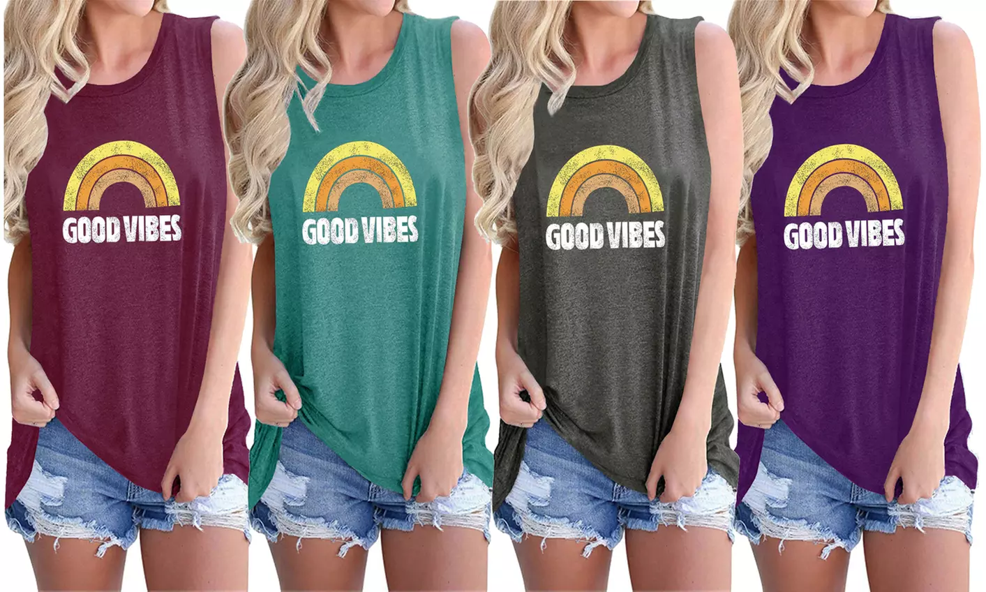 Haute Editon Women's Vibes Loose fit Tank Top. Plus size available - Primary Image