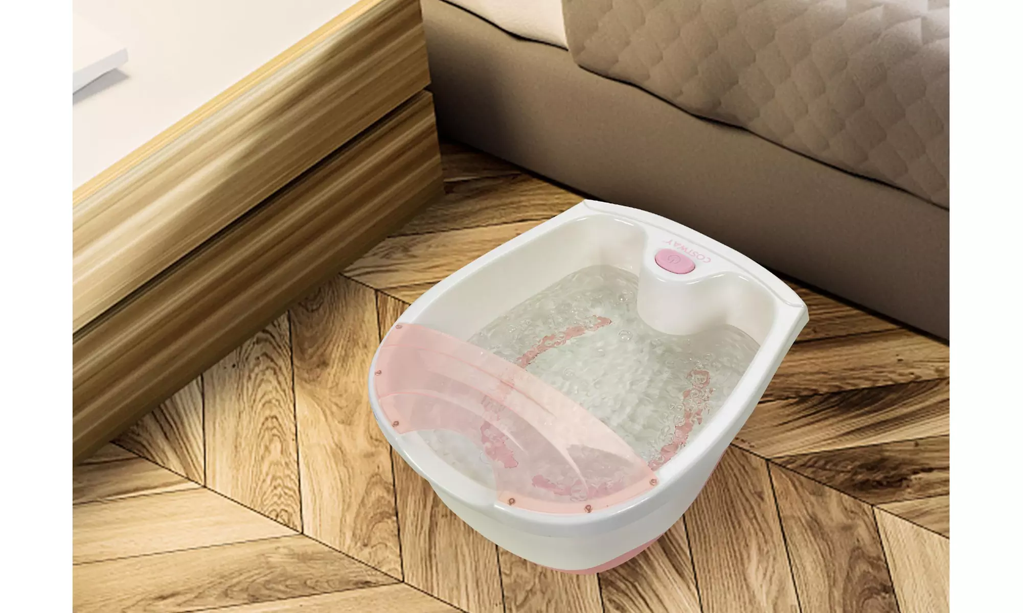 Costway Foot Spa Bath W/ Smooth Bubble Massage Nodes & Arch Toe-Touch Control - Primary Image