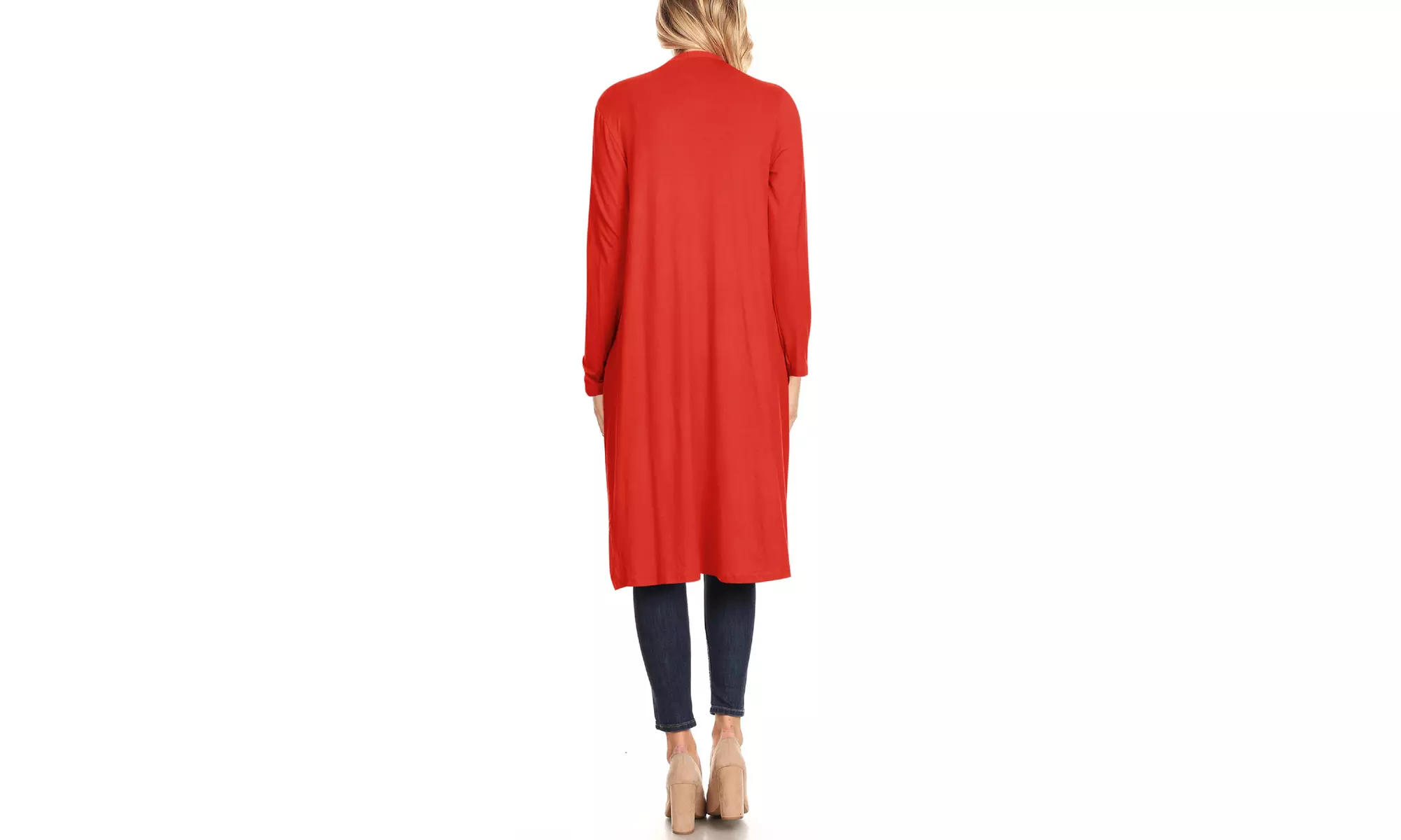 Women's Casual Open Front Side Pockets Solid  Long Cardigan