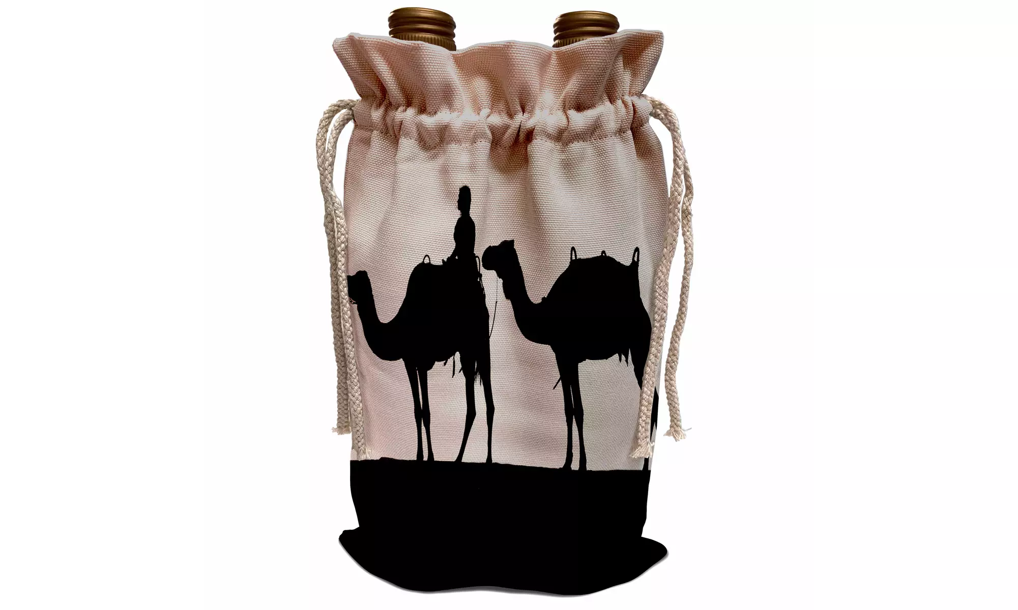  Wine Bag Silhouette of a woman riding a camel in Dubai (wbg2197281) - Primary Image
