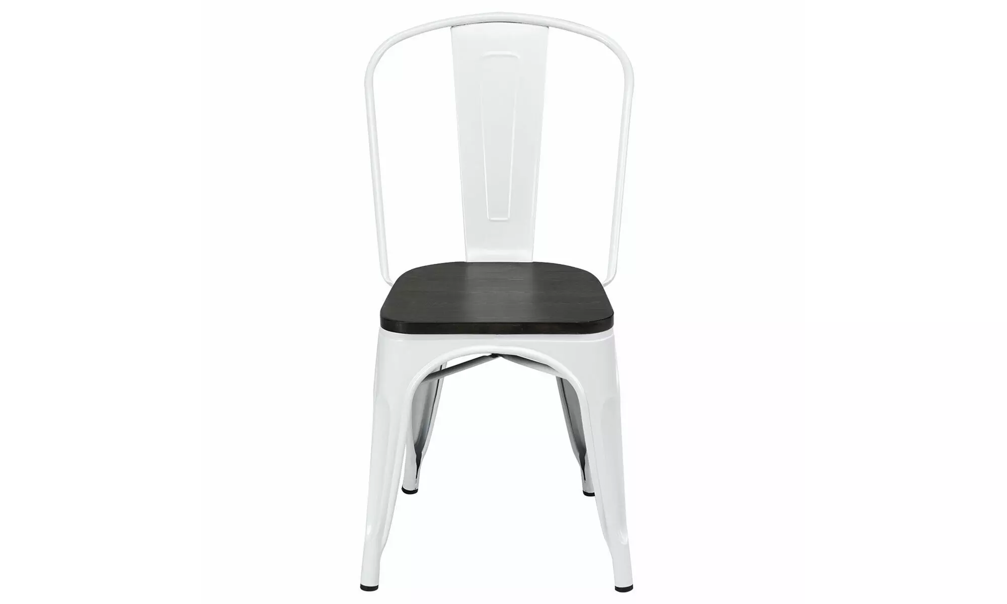 Costway Set of 4 Tolix Style Metal Dining Side Chair Wood Seat Stackable