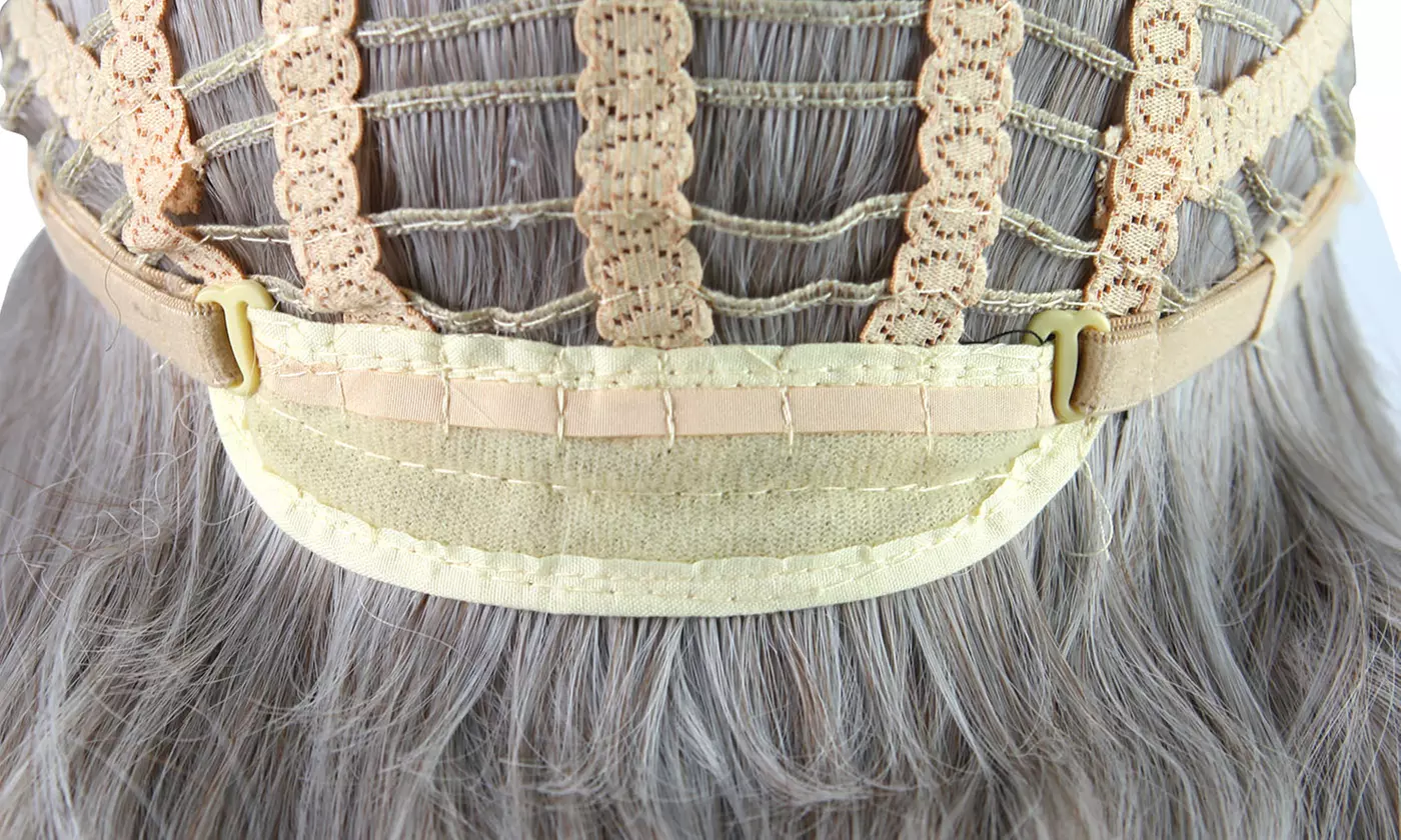 Silver Gray Two Tones Synthetic Long Nature Wave Heat Resistant Wig Hair