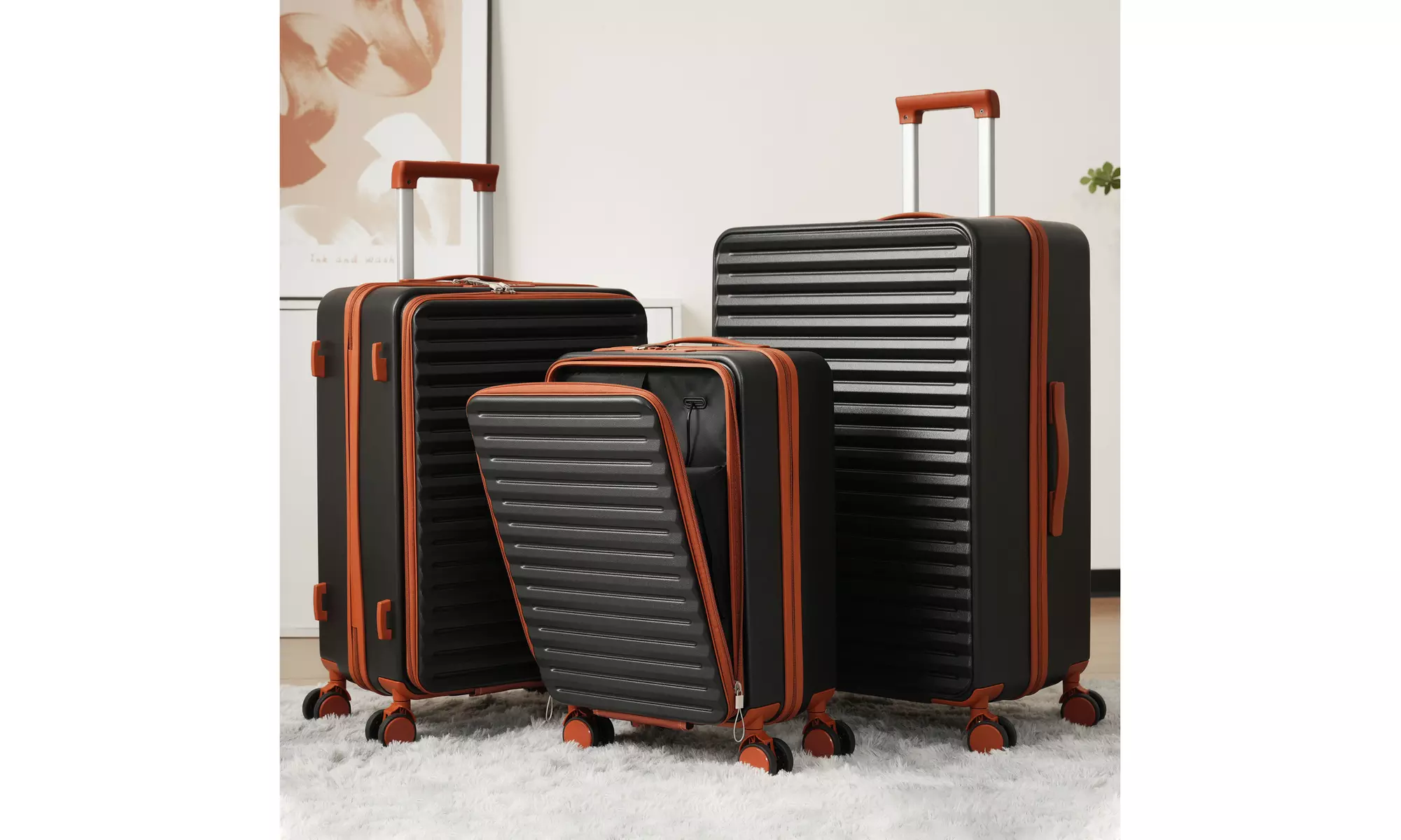 3 Piece Sets,20/24/28", 20 "24" with front pocket,Hard Shell Luggage