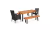 5 -Piece Acacia Wood Dining Set w/2 Wicker Chair 2 Bench Umbrella Hole